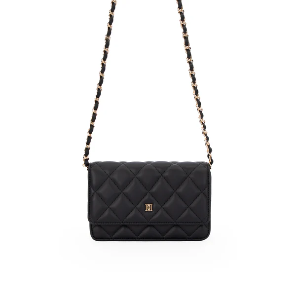 LEATHER QUILTED MINI BAG, BLACK