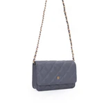 LEATHER QUILTED MINI BAG, STEEL BLUE