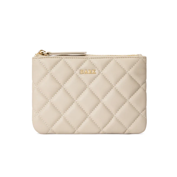 LEATHER QUILTED SMALL POUCH, SAND