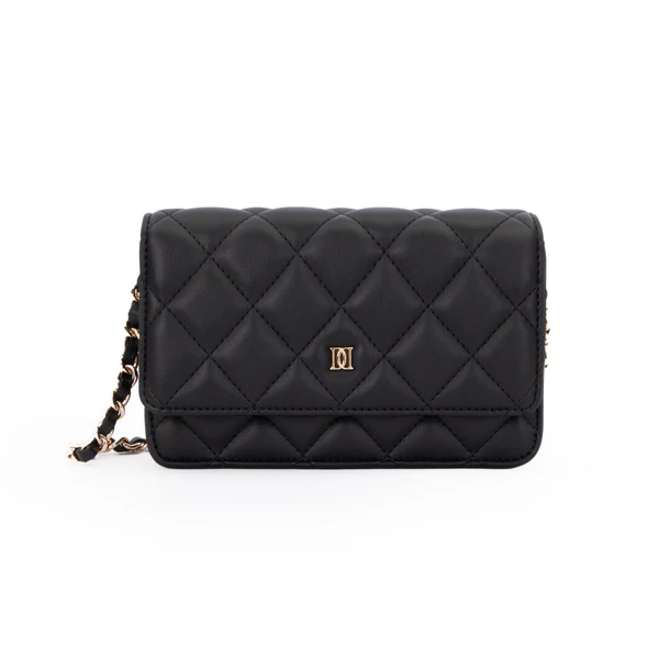 LEATHER QUILTED MINI BAG, BLACK