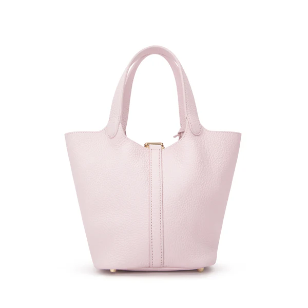 LEATHER BUCKET BAG MINI, PALE ROSE