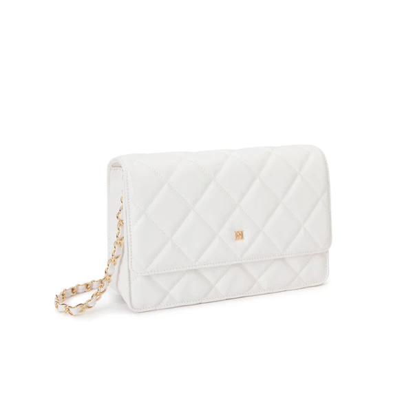 LEATHER QUILTED BAG, OFF WHITE