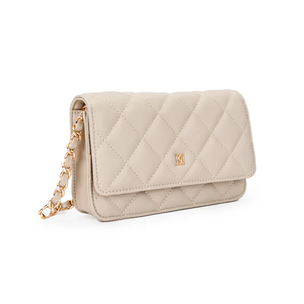 LEATHER QUILTED MINI BAG, SAND