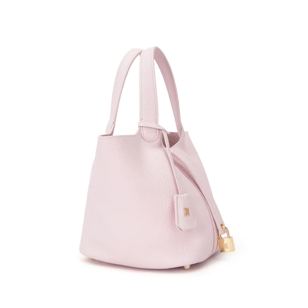 LEATHER BUCKET BAG MINI, PALE ROSE