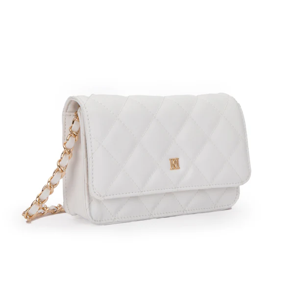LEATHER QUILTED MINI BAG, OFF WHITE