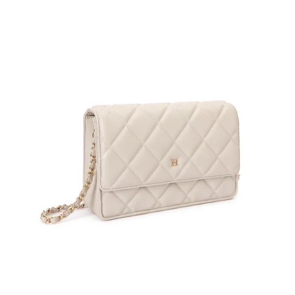 LEATHER QUILTED BAG, SAND