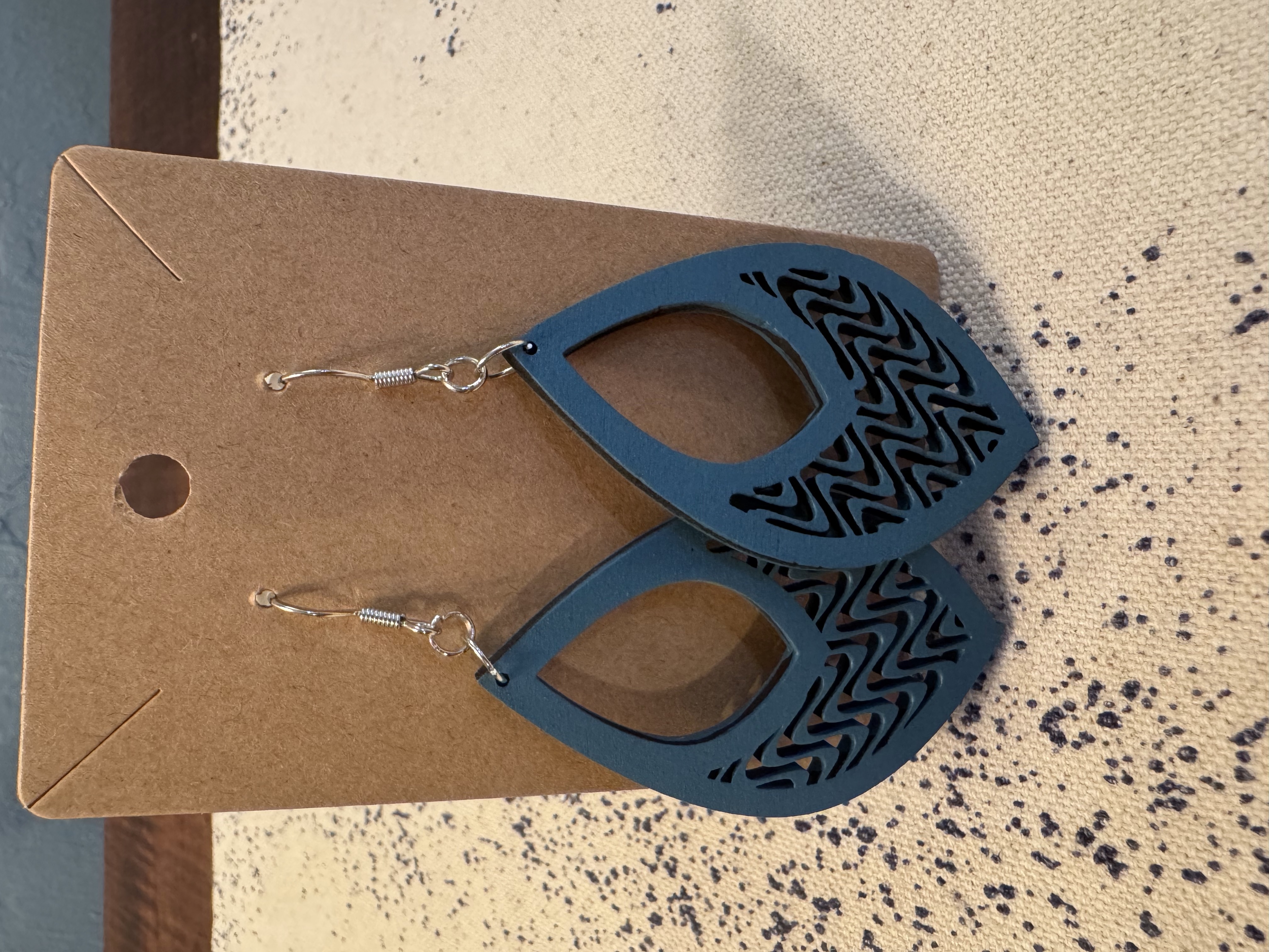 Hand Painted Wooden Laser Engraved Earrings 