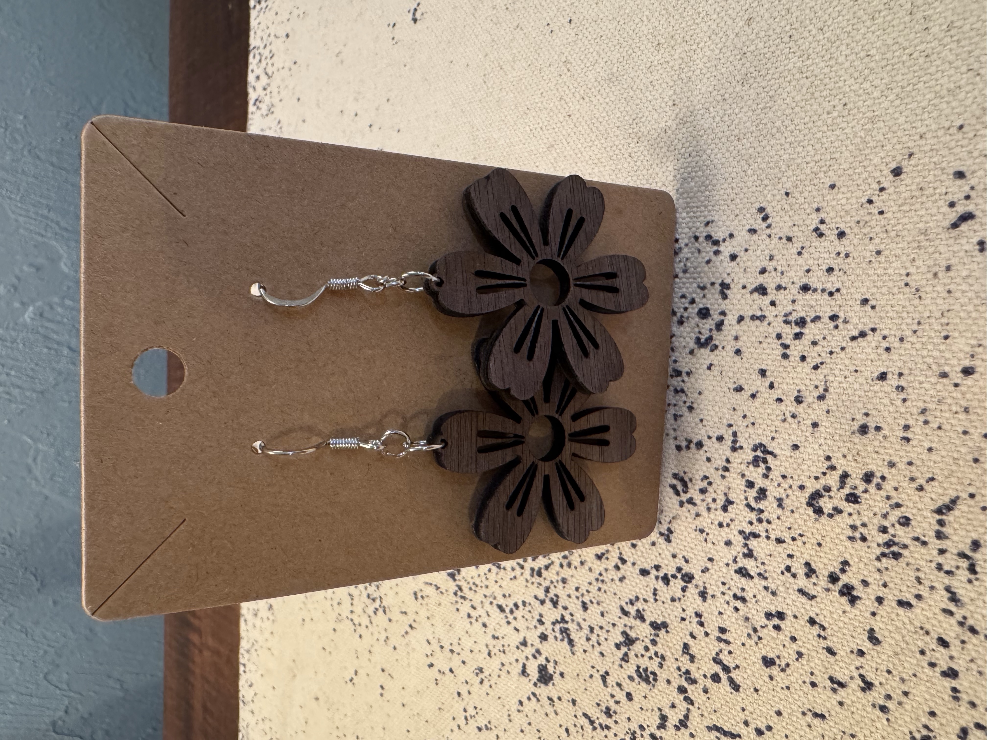 Walnut Wooden Laser Engraved Earrings