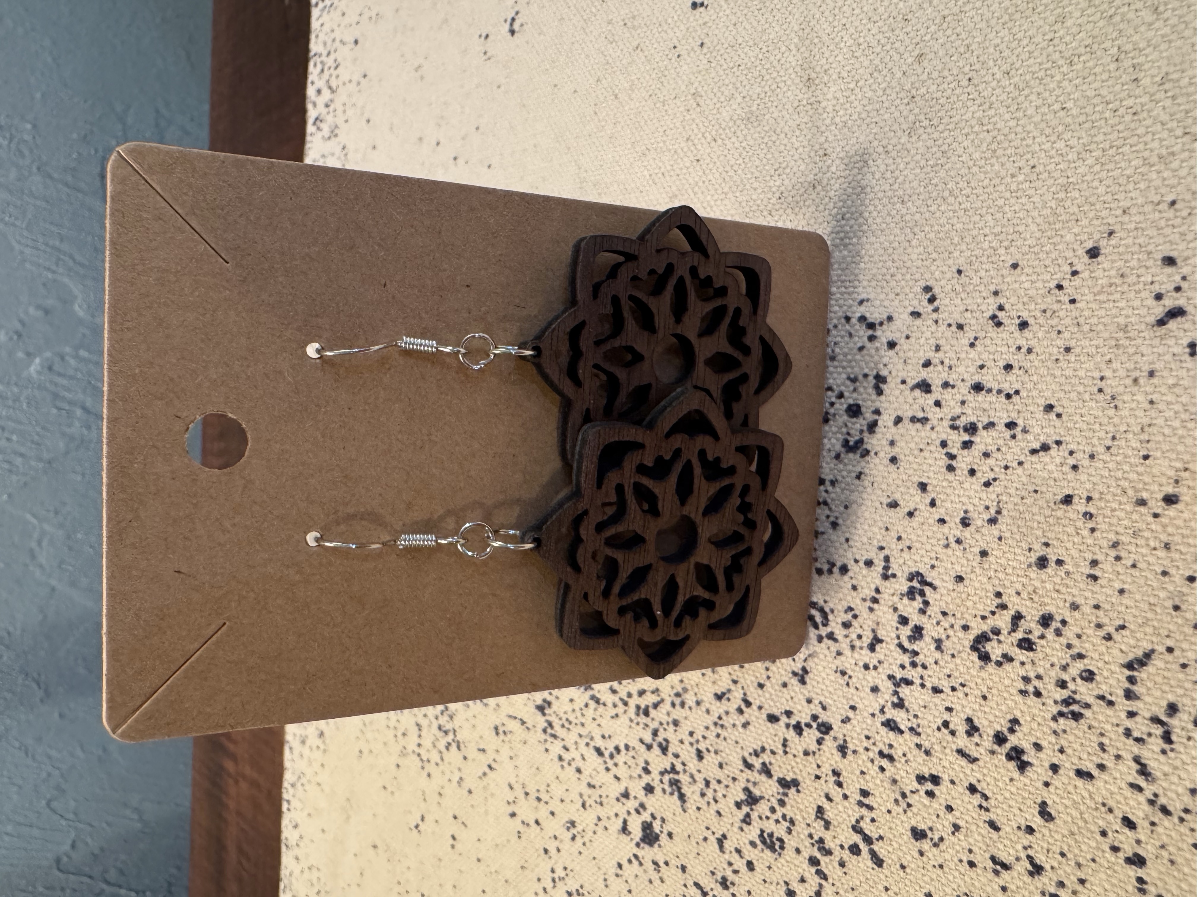 Walnut Wooden Laser Engraved Earrings