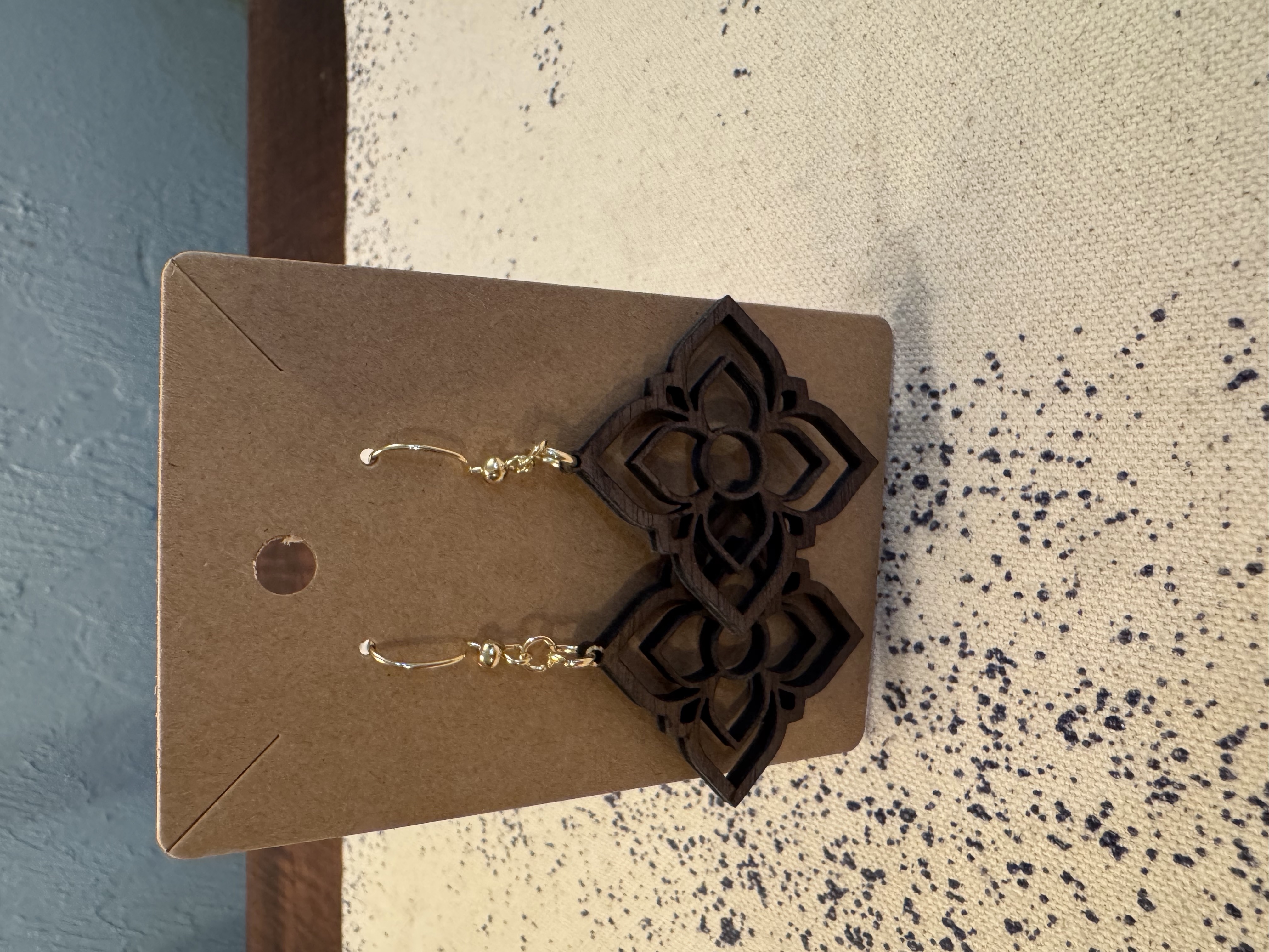 Walnut Wooden Laser Engraved Earrings
