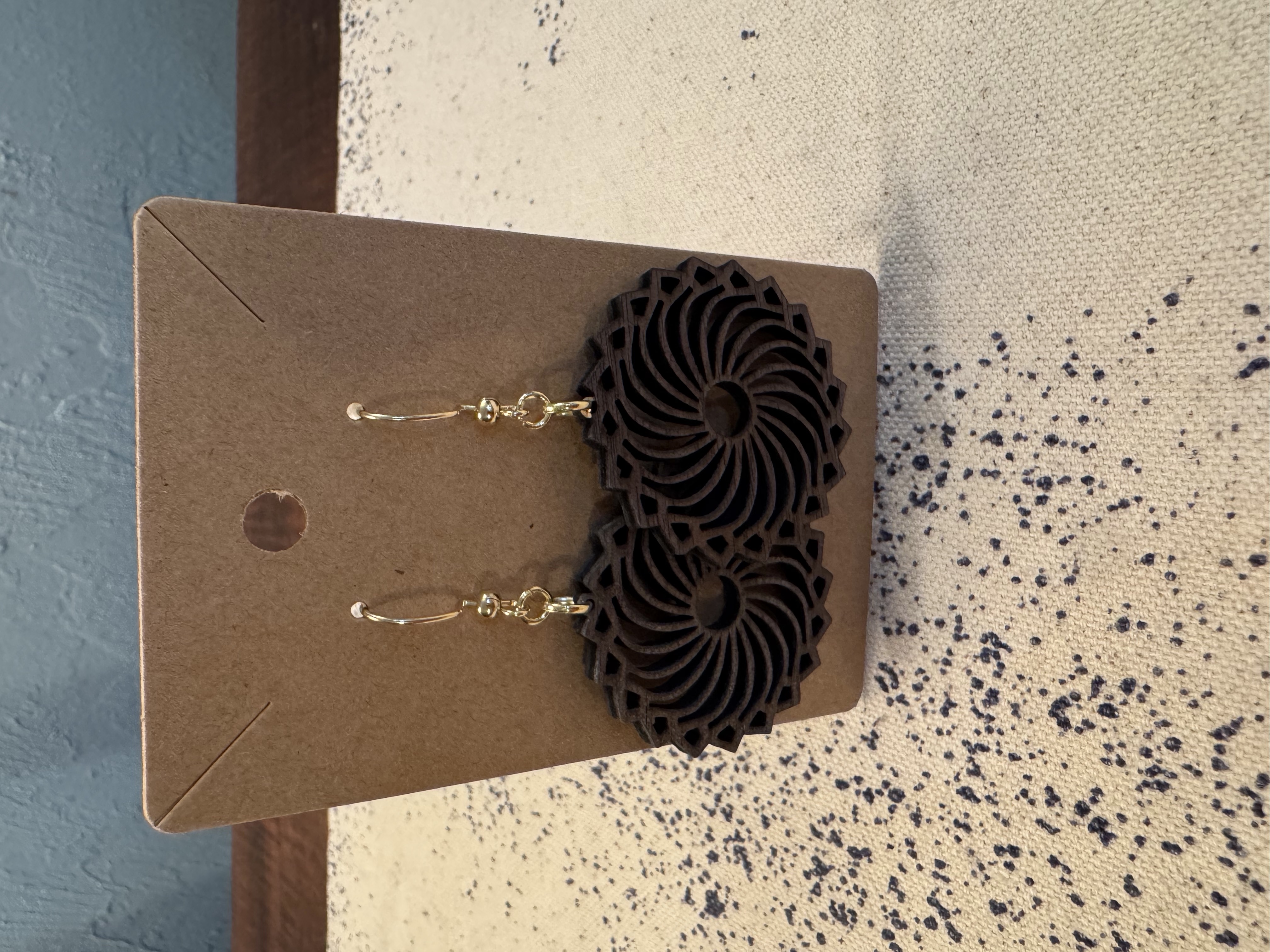 Walnut Wooden Laser Engraved Earrings