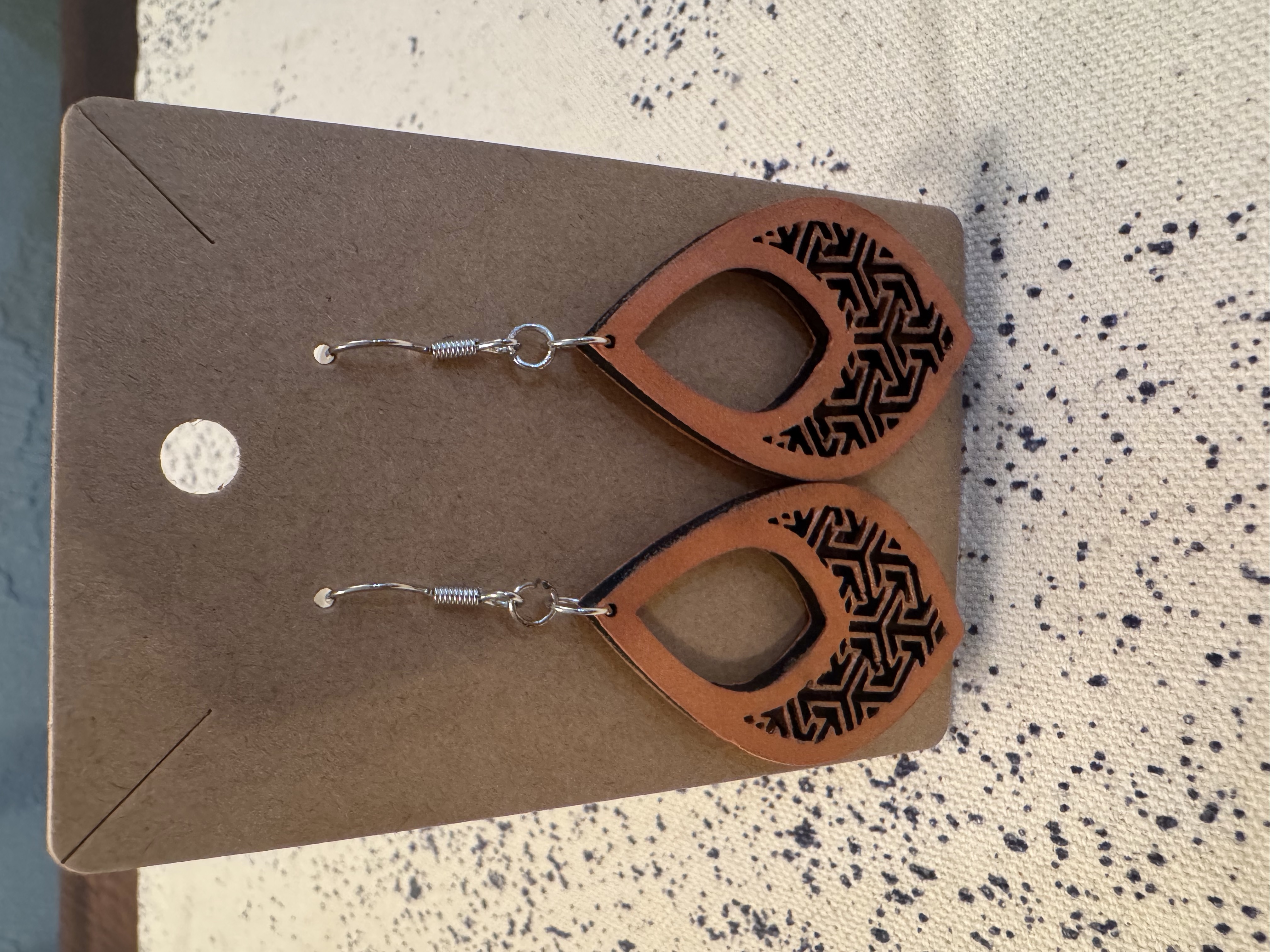 Hand Painted Wooden Laser Engraved Earrings