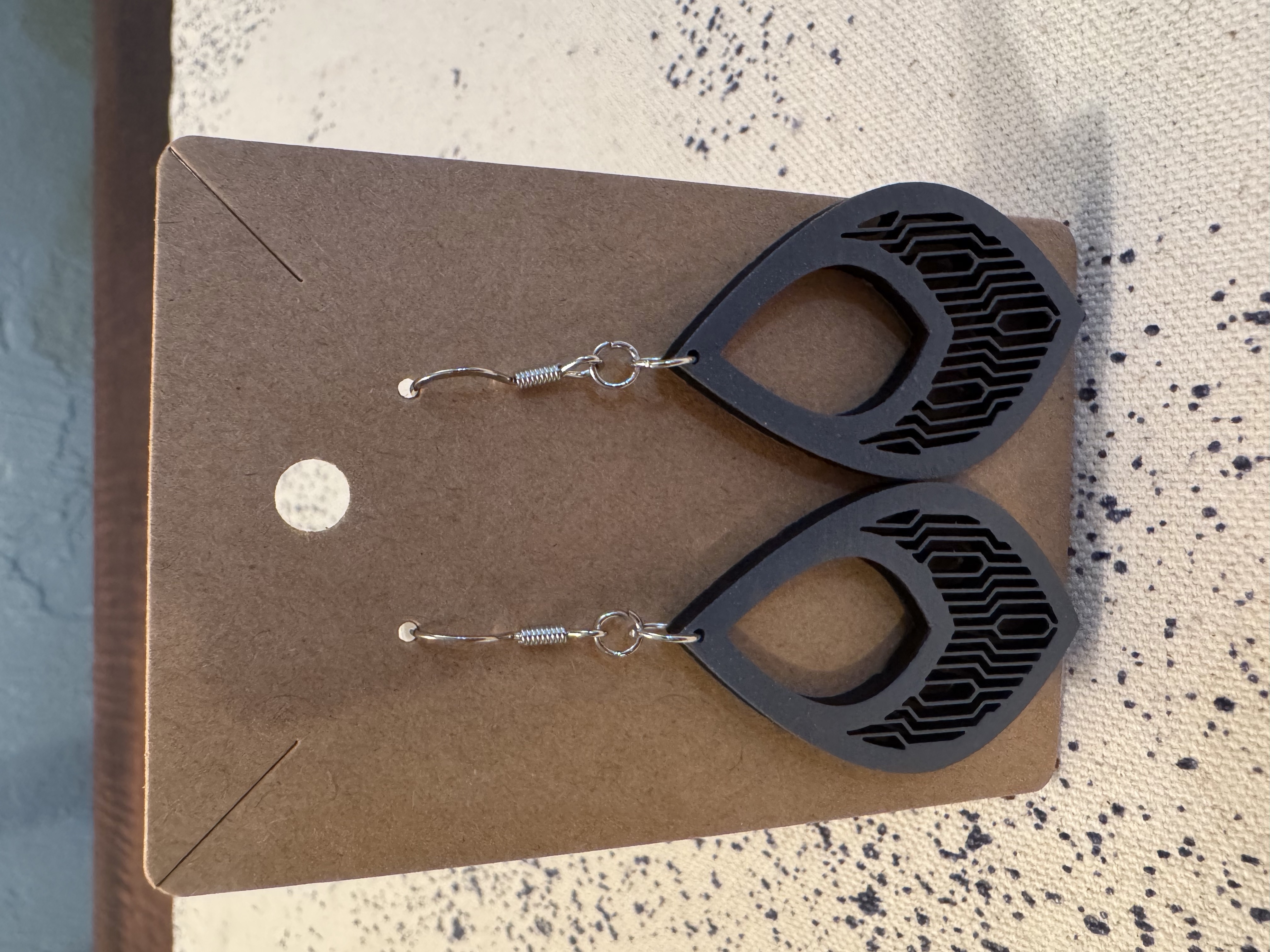 Hand Painted Wooden Laser Engraved Earrings