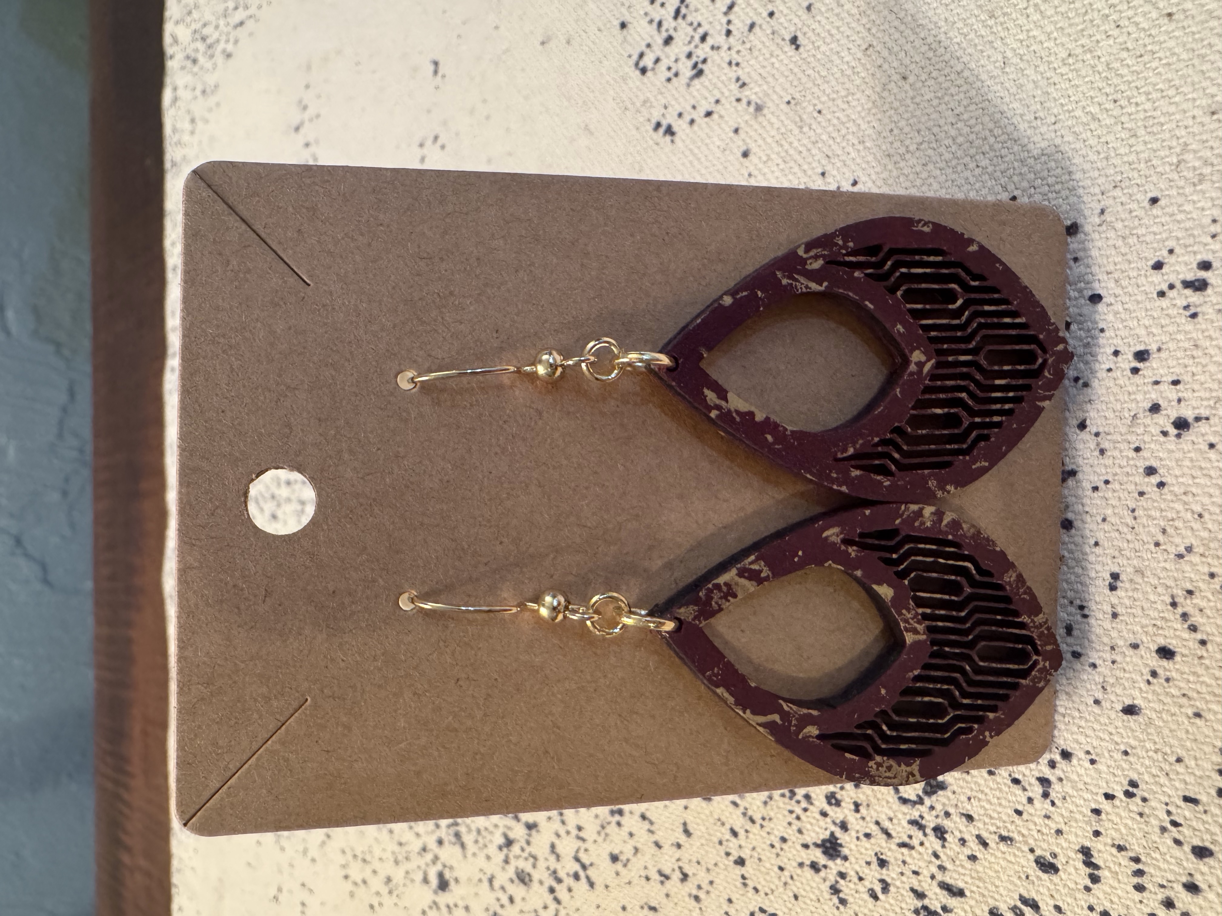 Hand Painted Wooden Laser Engraved Earrings