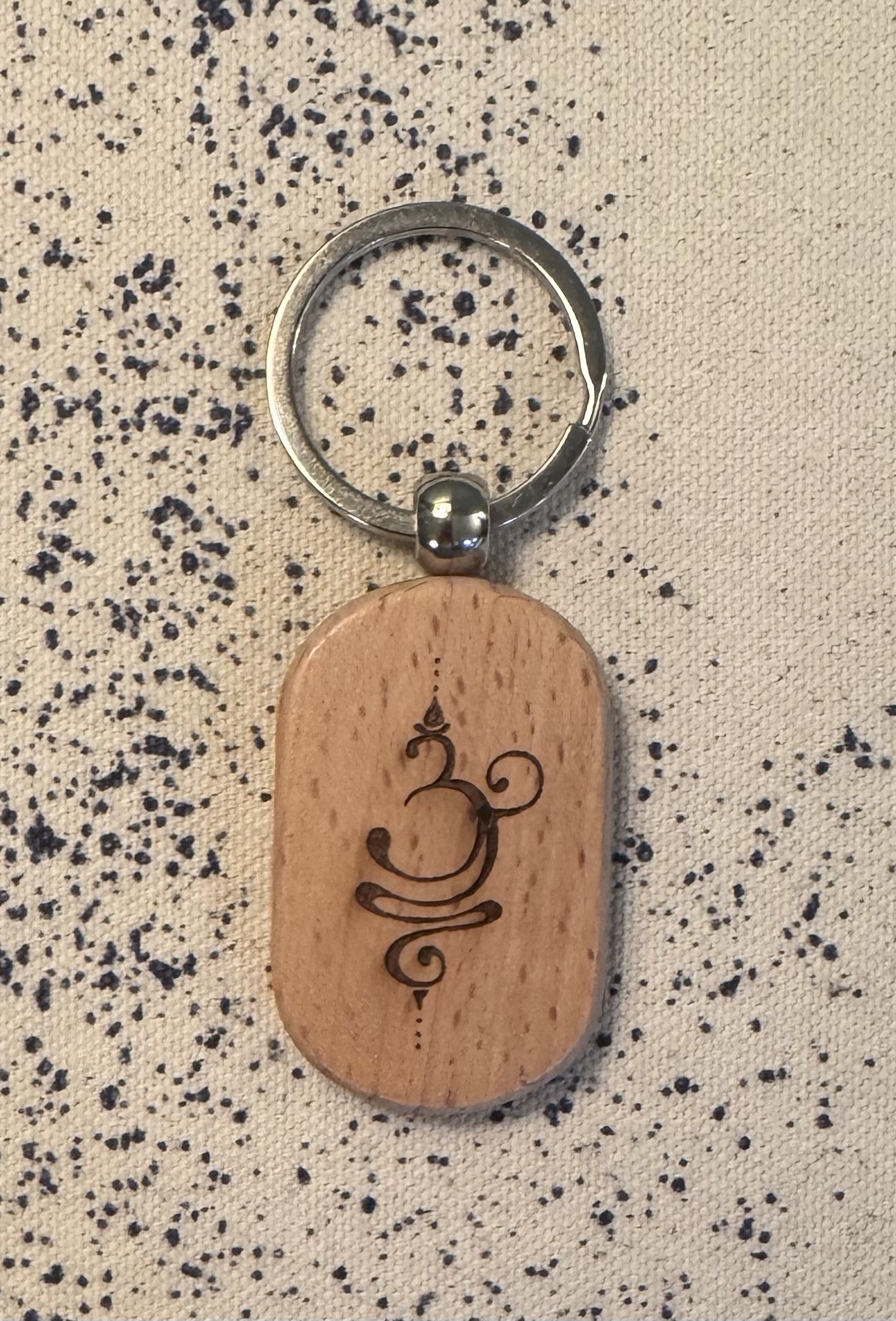 Laser Engraved Wooden Keychain - Just Breathe Symbol 