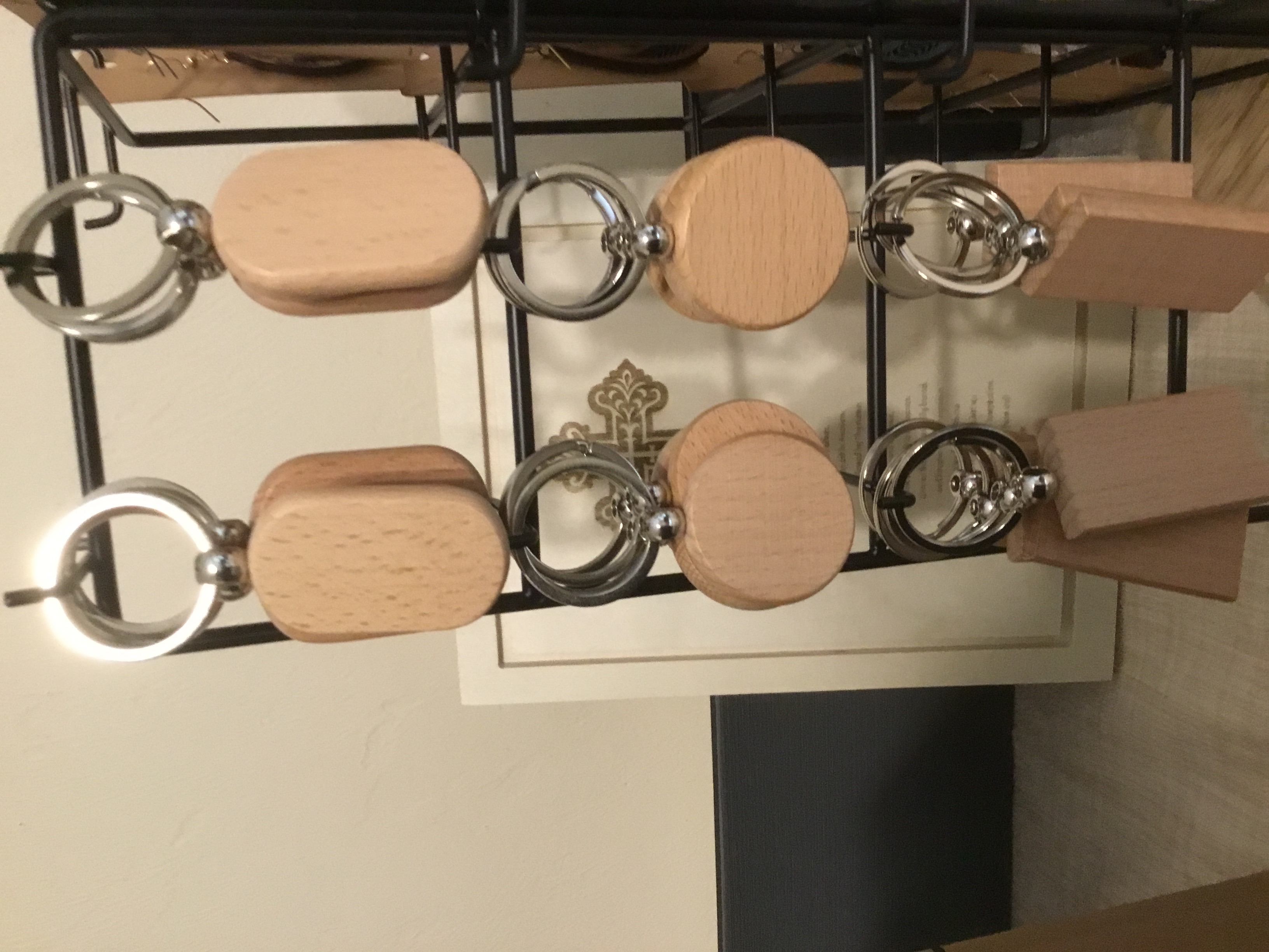 Laser Engraved Wooden Keychain - Customized ( Circle Shape ) With Semi-Precious Beads