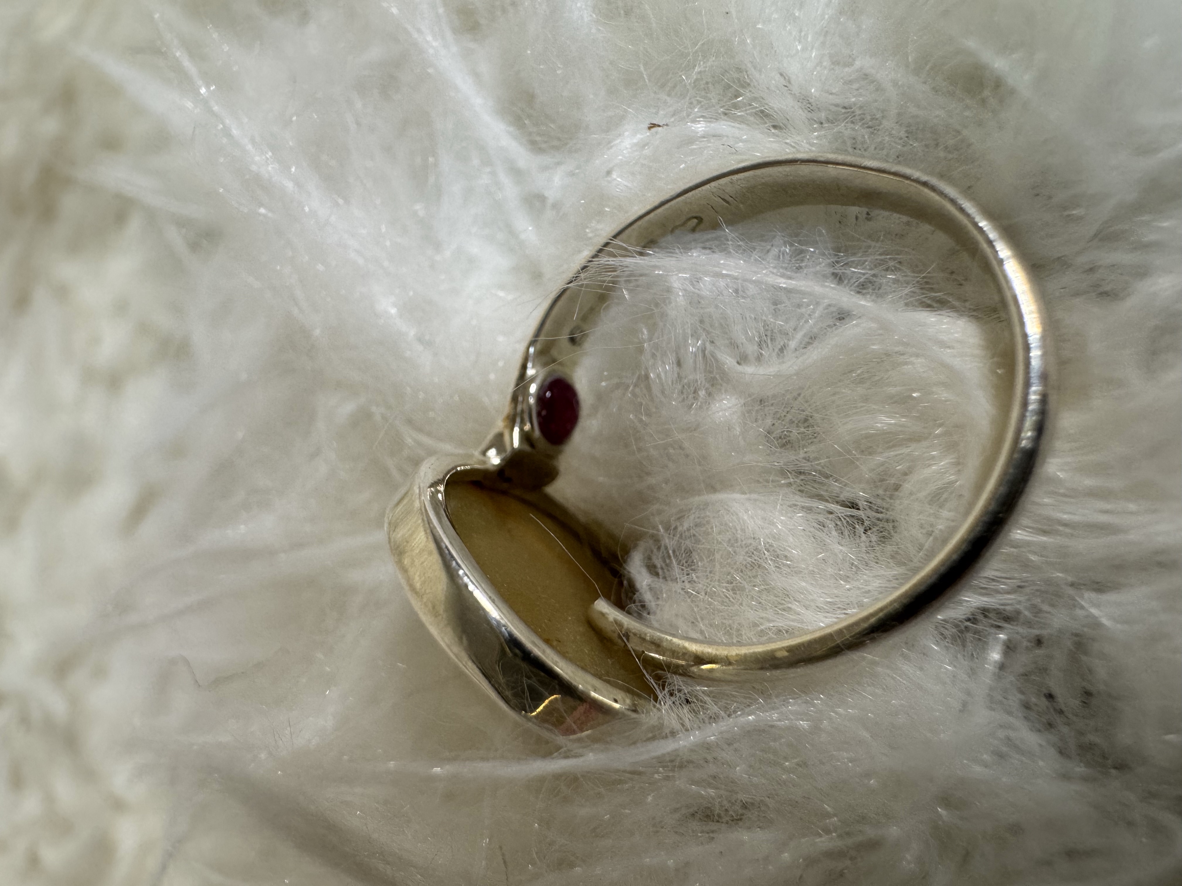 Yellow Sapphire and Burmese Ruby Adjustable .925 Sterling Silver Ring