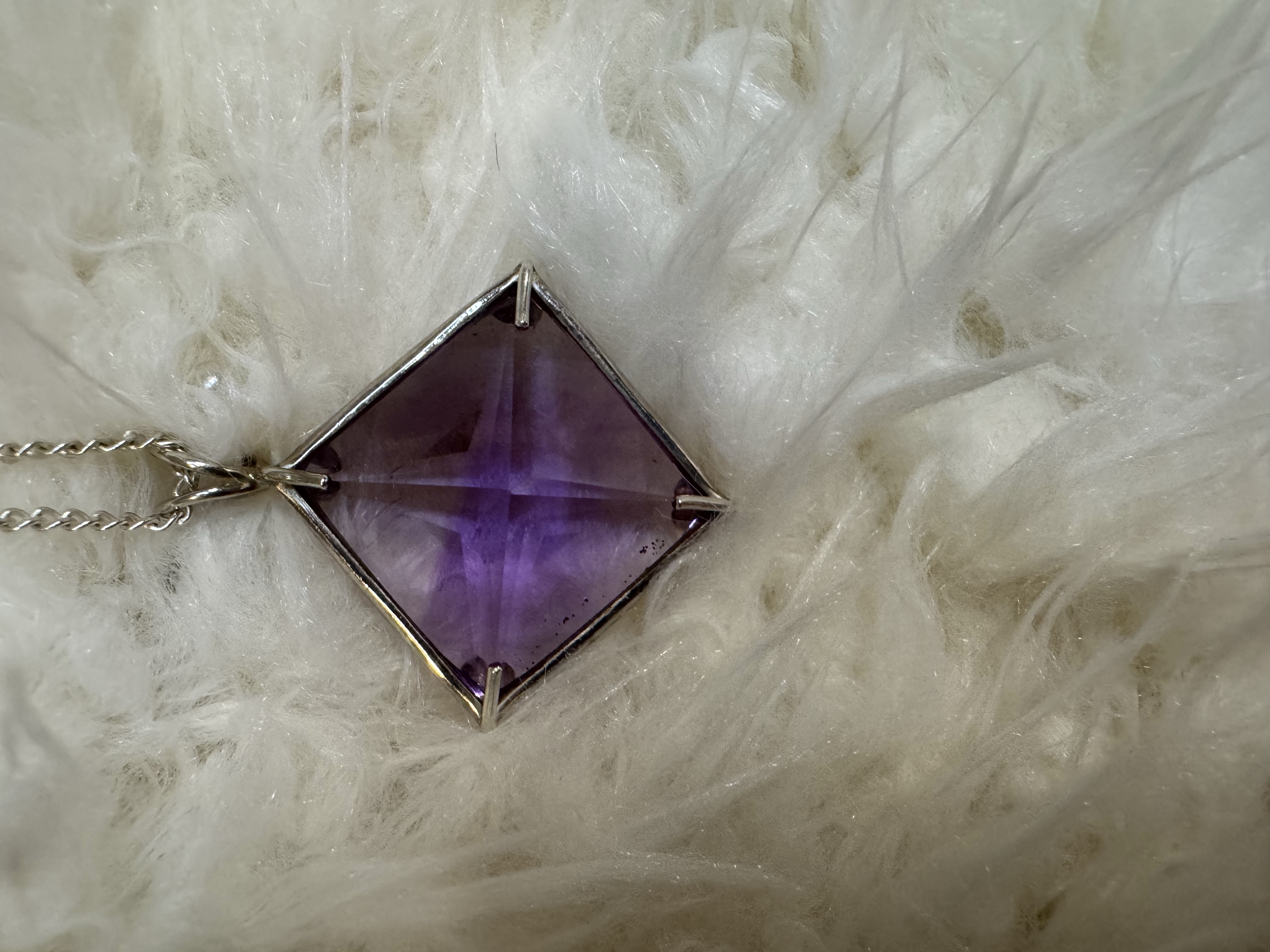 Purple Amethyst Magician Pendant with chain .925 Sterling Silver 