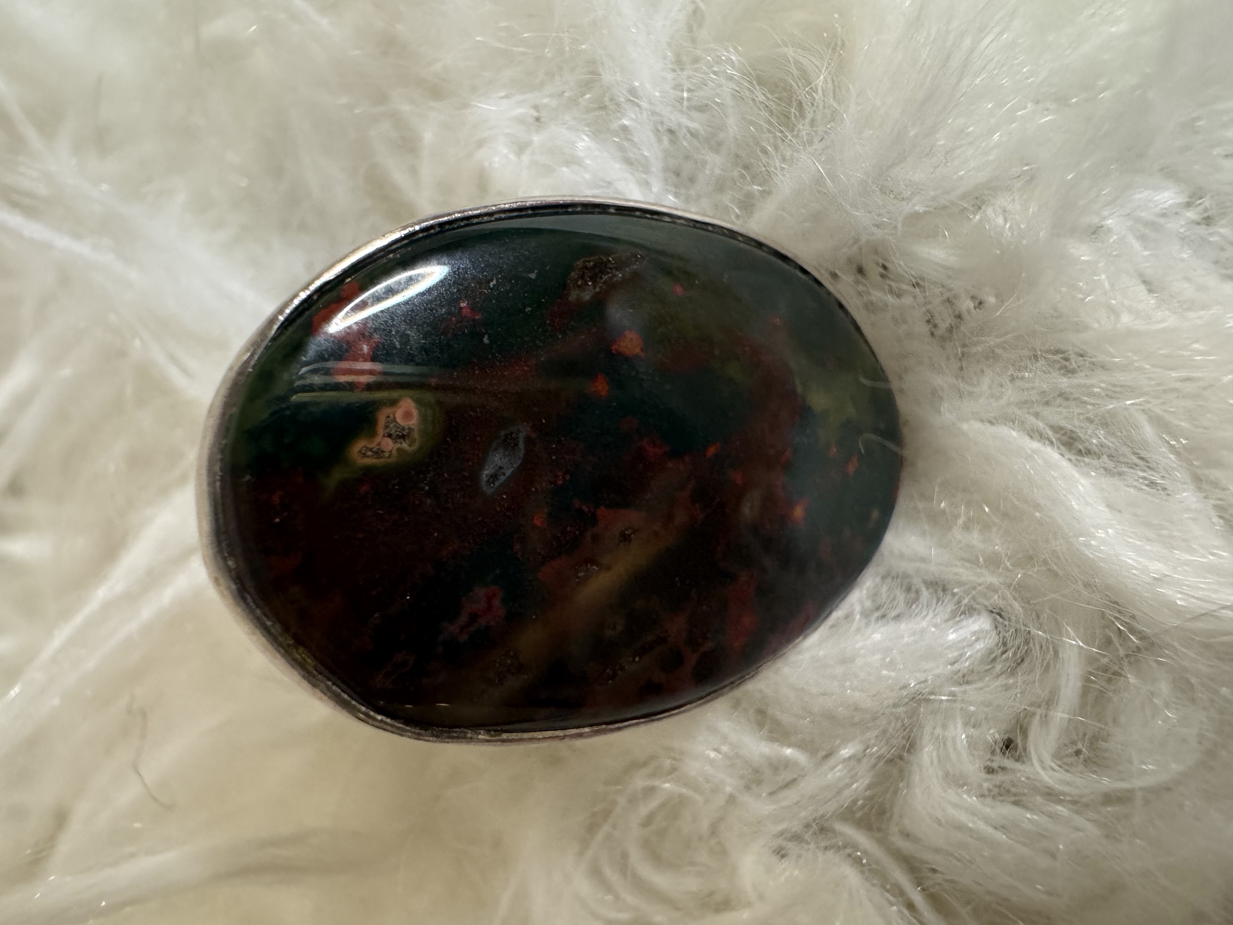 Bloodstone .925 Sterling Silver Adjustable Ring 