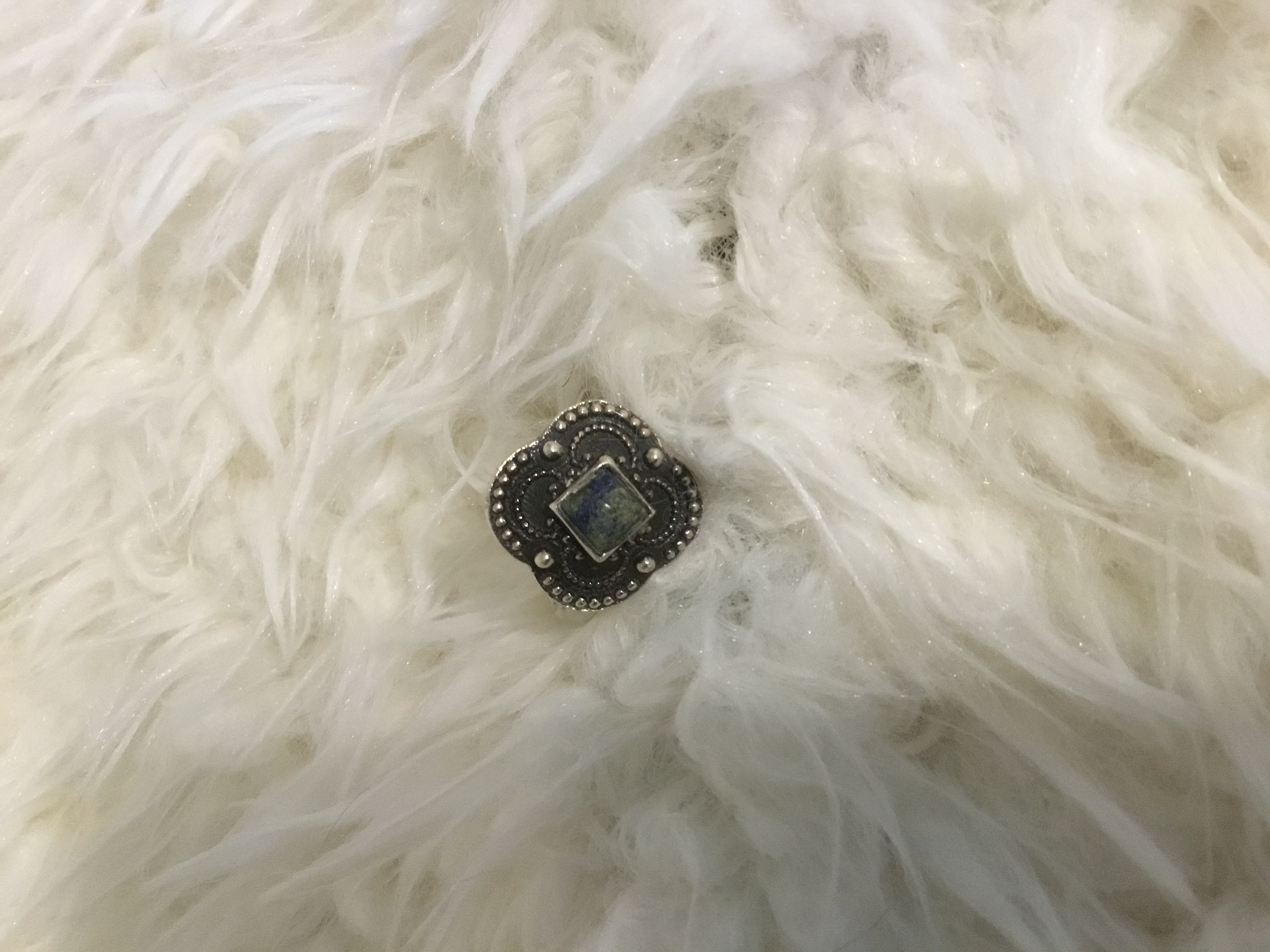 Moroccan Priestess Azurite and Malachite .925 Sterling Silver Adjustable Ring