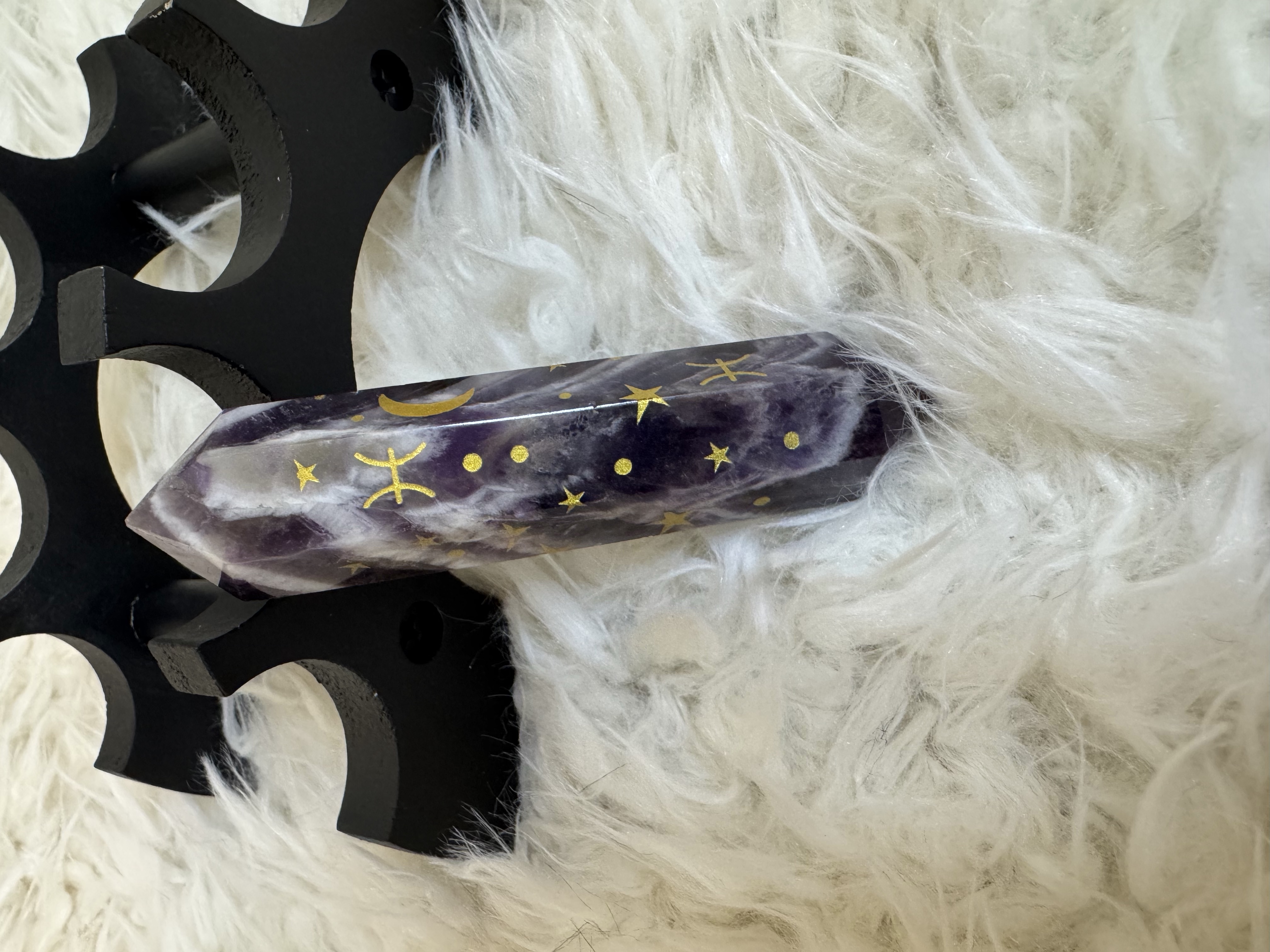 Chevron Amethyst Pisces Wand 3.63 inches