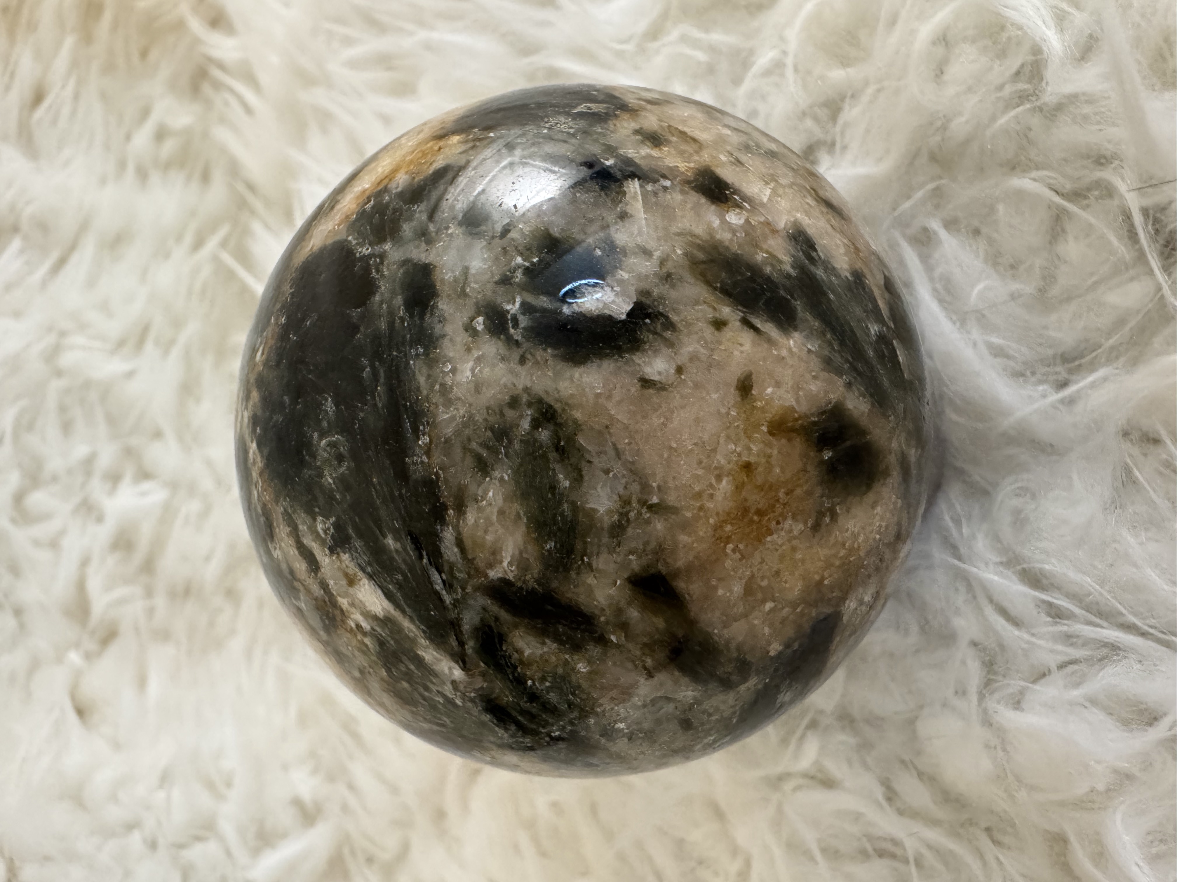 Seraphinite and Phenakite Sphere 2.69 in 