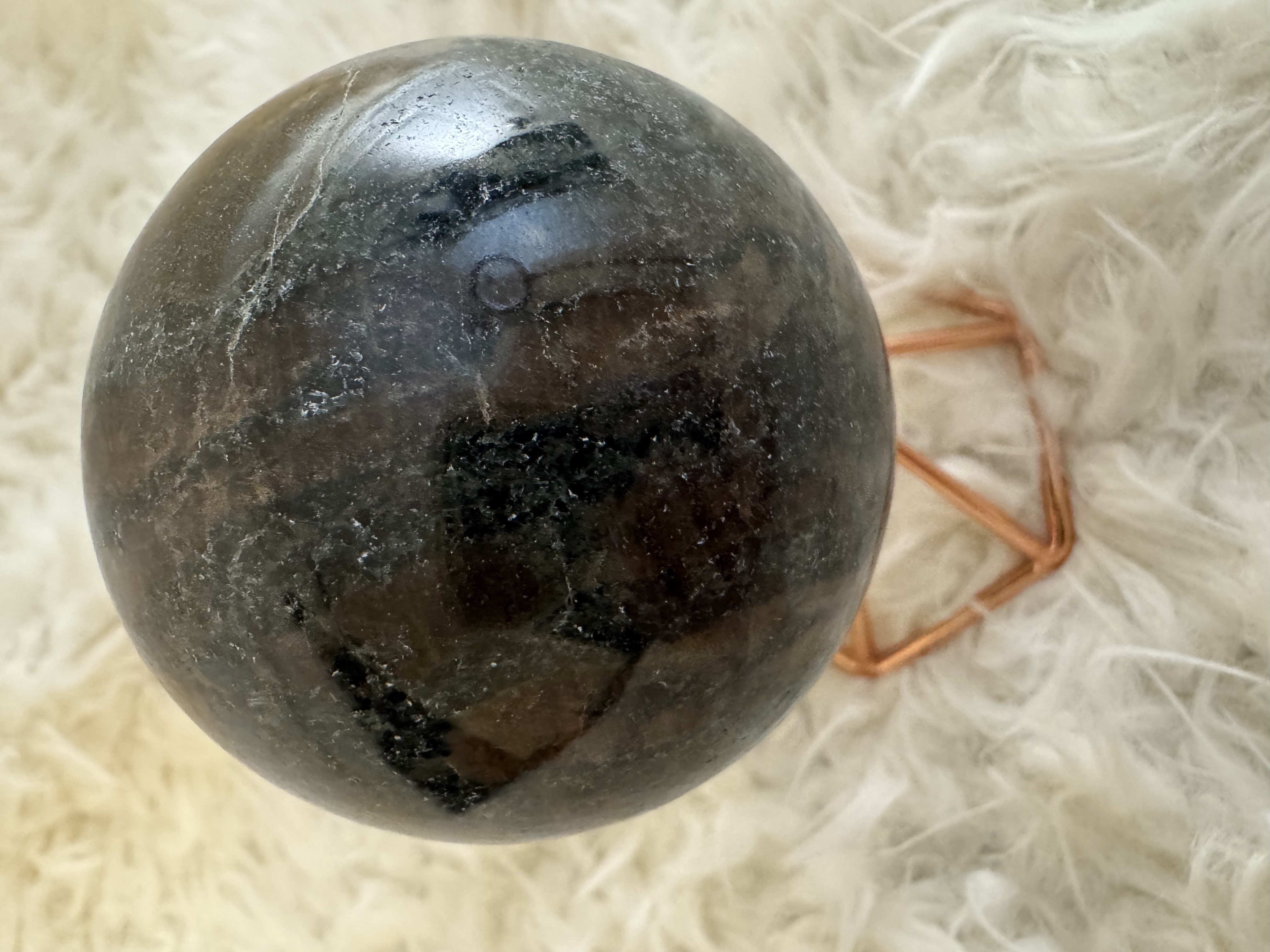 Duo Garnet Sphere- Almandine Garnet and Green Grossular Garnet (stand not included) 2.5 inches 