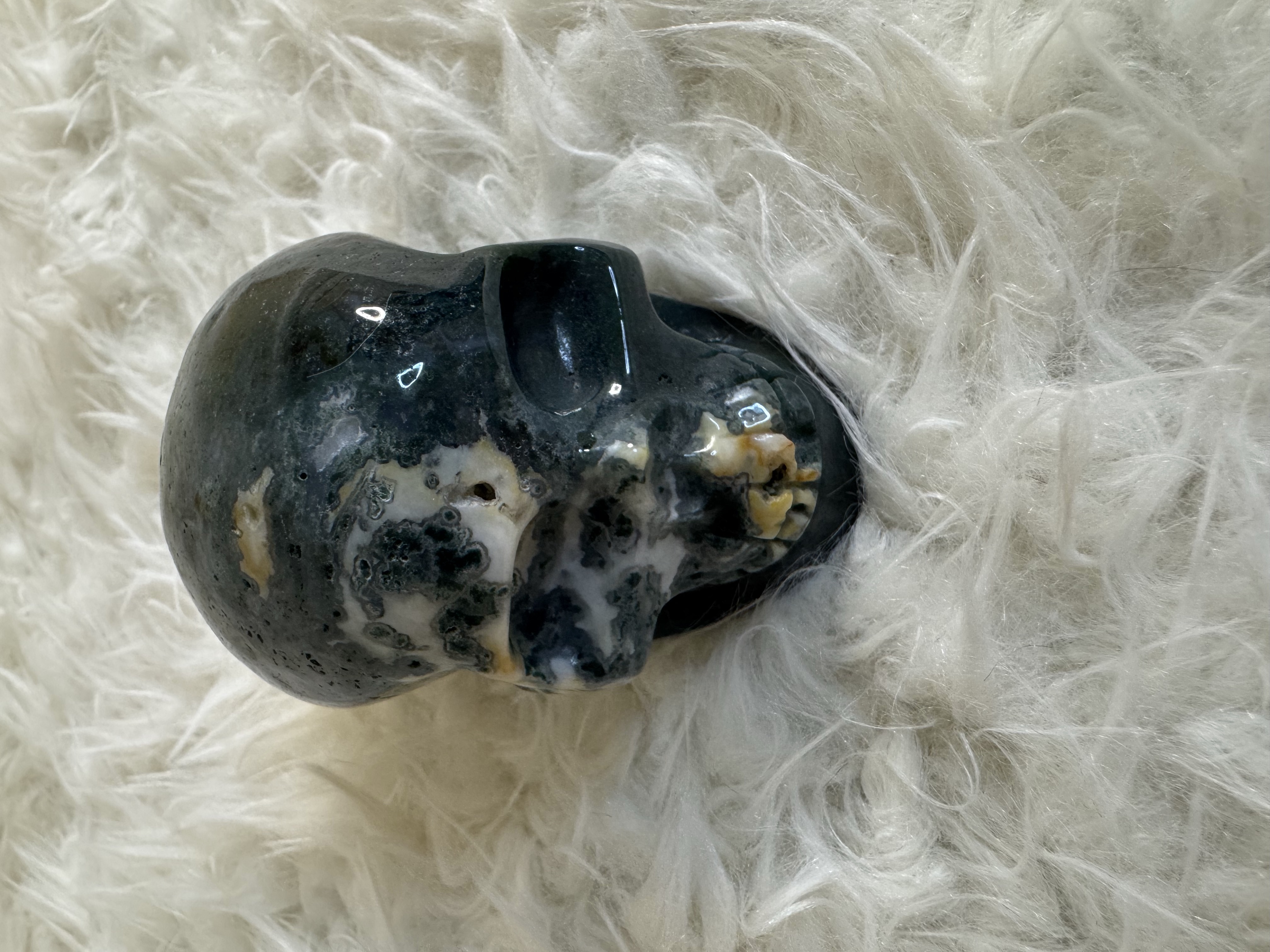 Jade Skull 2.04 in W x 2.23 in H x 2.99 in L 
