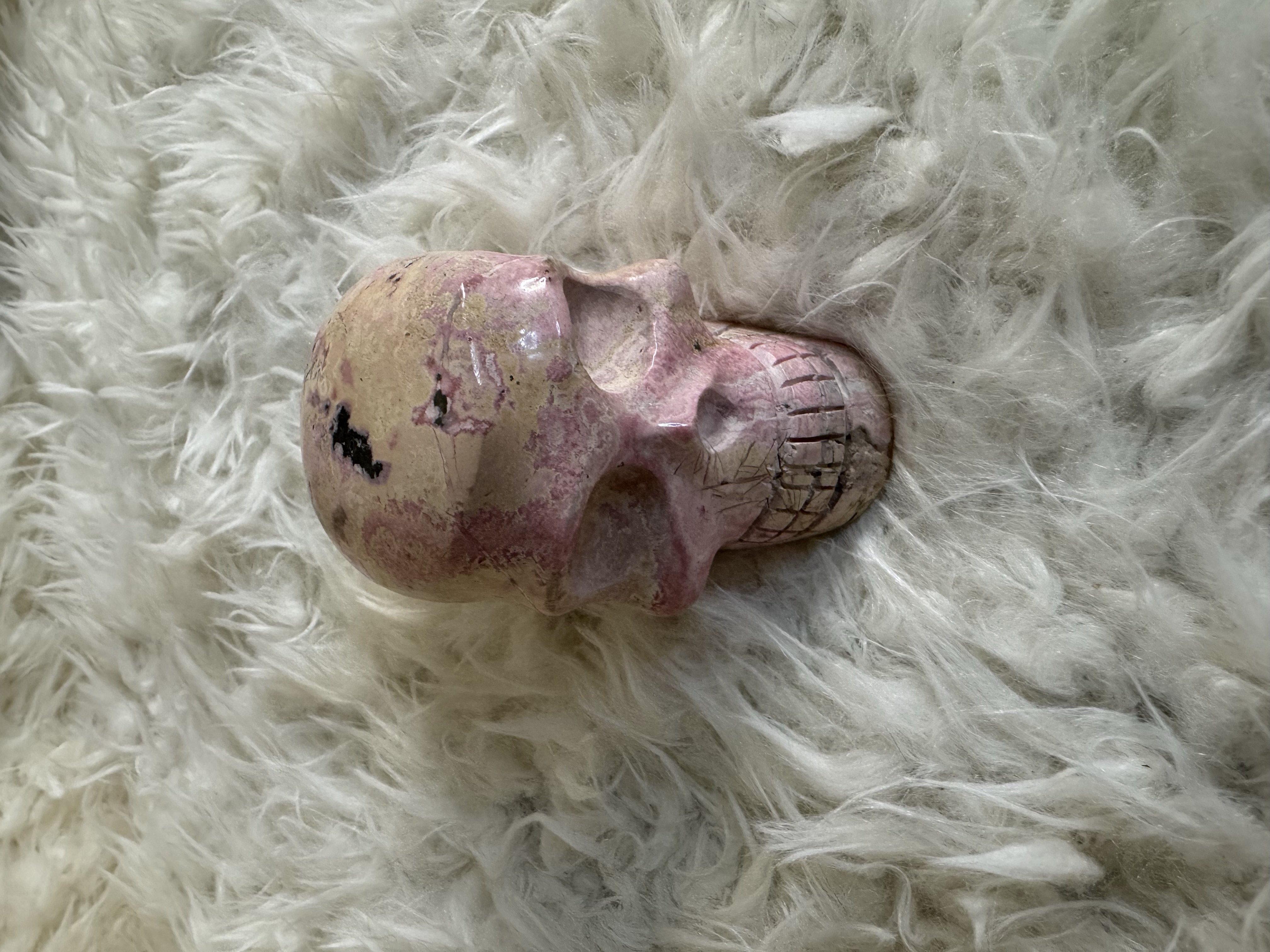 Rhodonite Skull 1.91 in W x 2.33 in H x 2.87 in L 