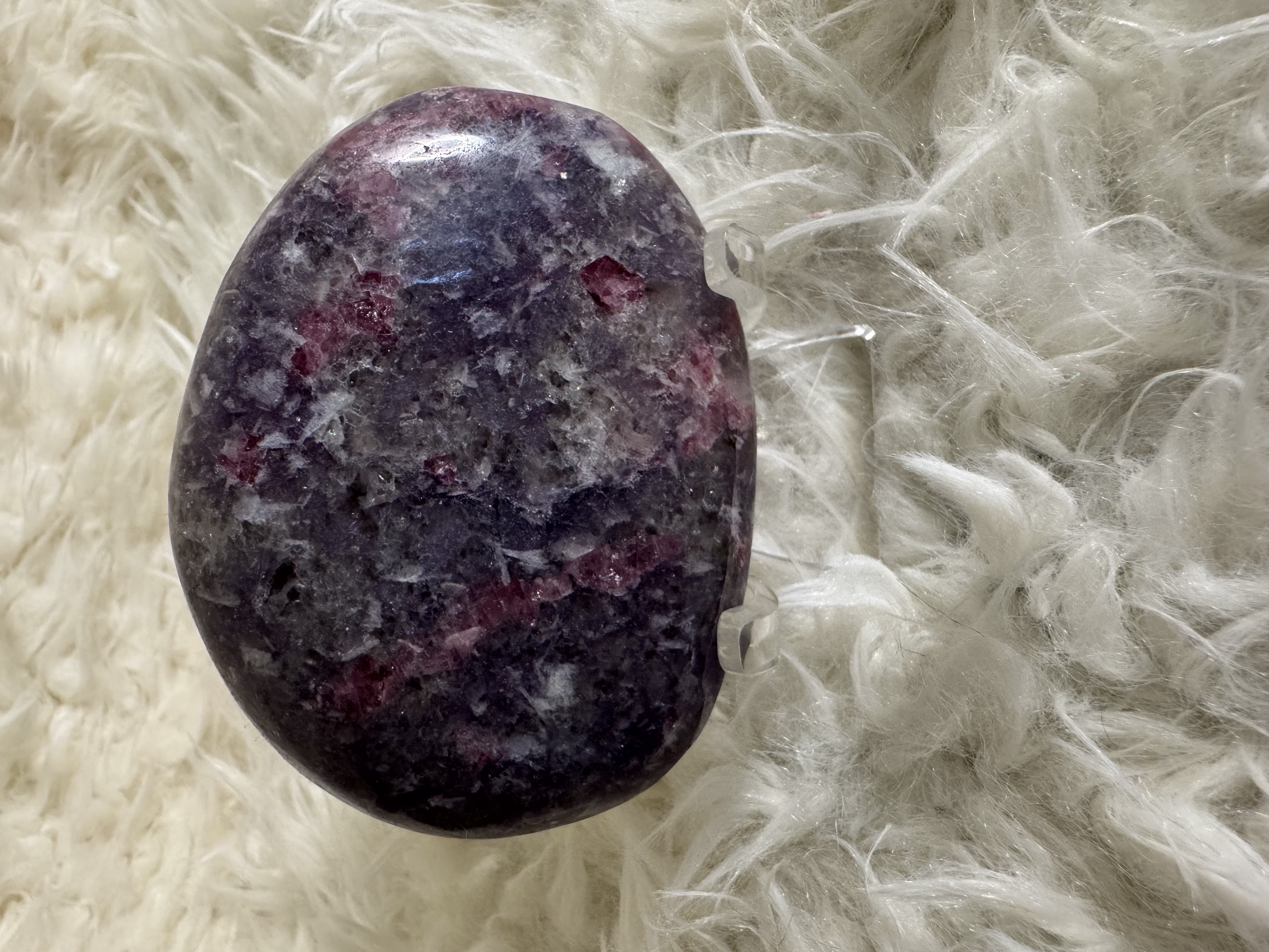 Lepidolite, Pink Tourmaline, Smoky Quartz and Cleavelandite Palm Stone 