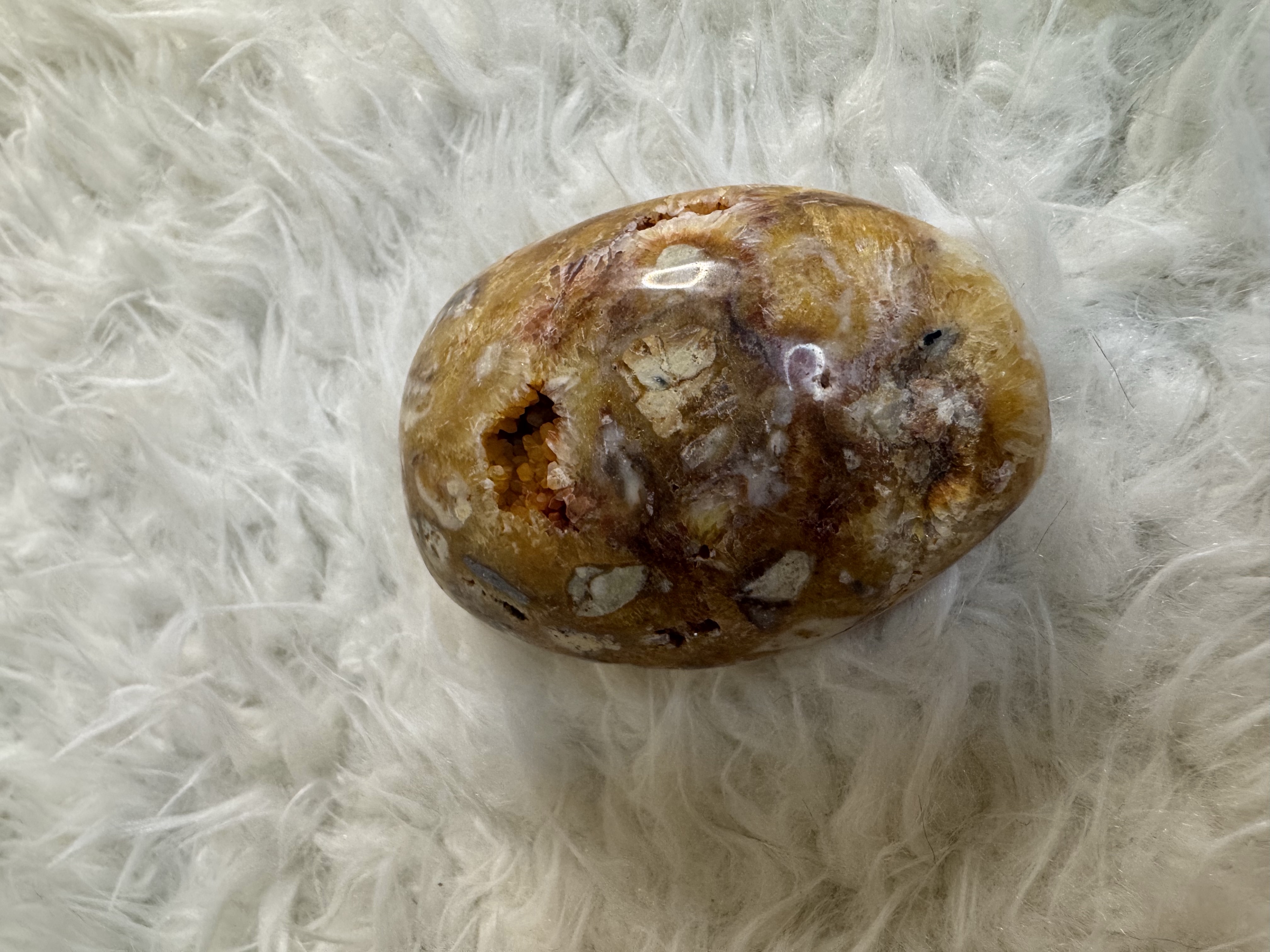 Druzy Dendritic Sulfur Quartz Meditation Stone