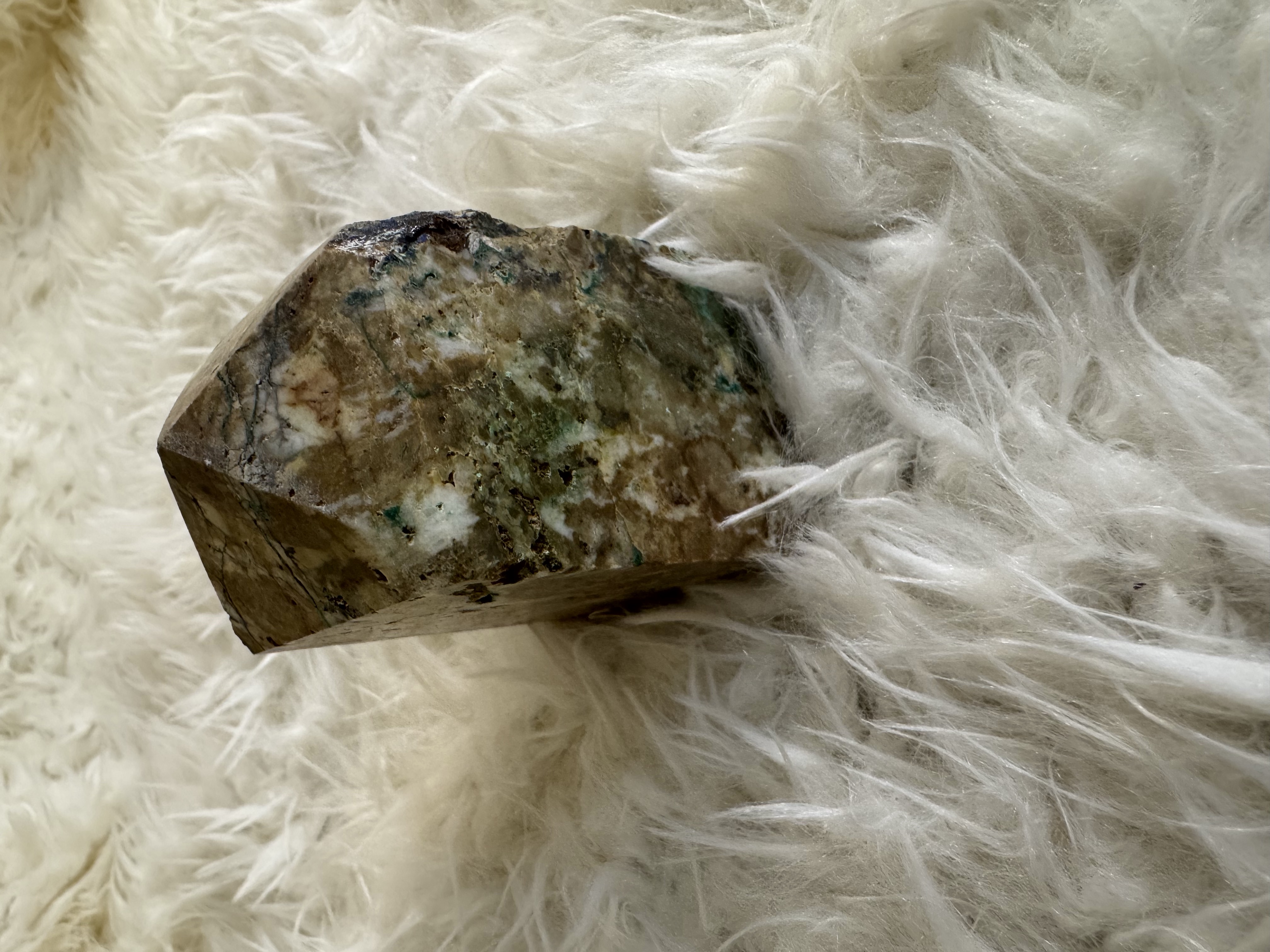 Ancient Priestess Azurite and Chrysocolla in Petrified Wood Obelisk