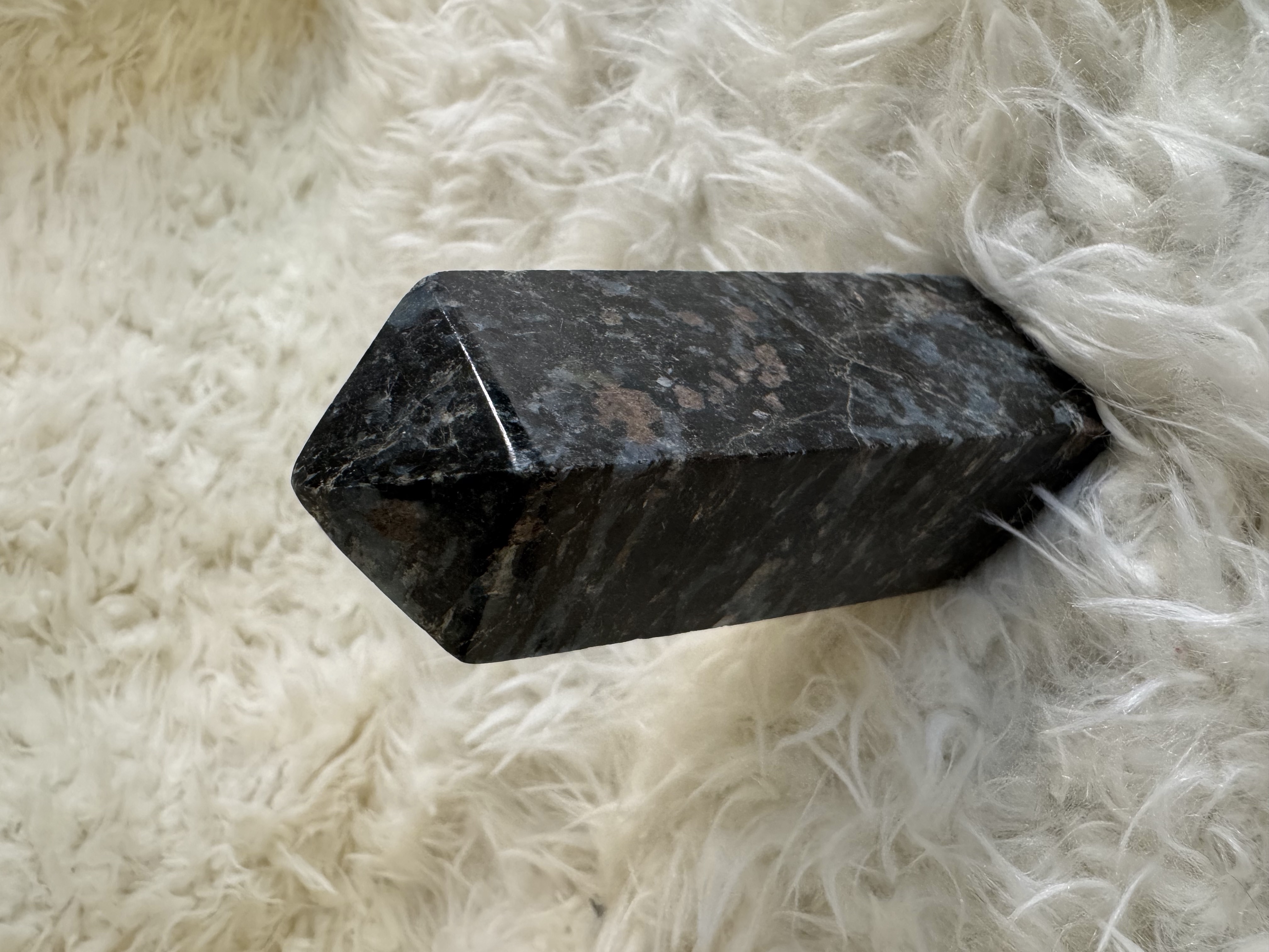 Blue Kyanite with Garnet in Hornblende Obelisk