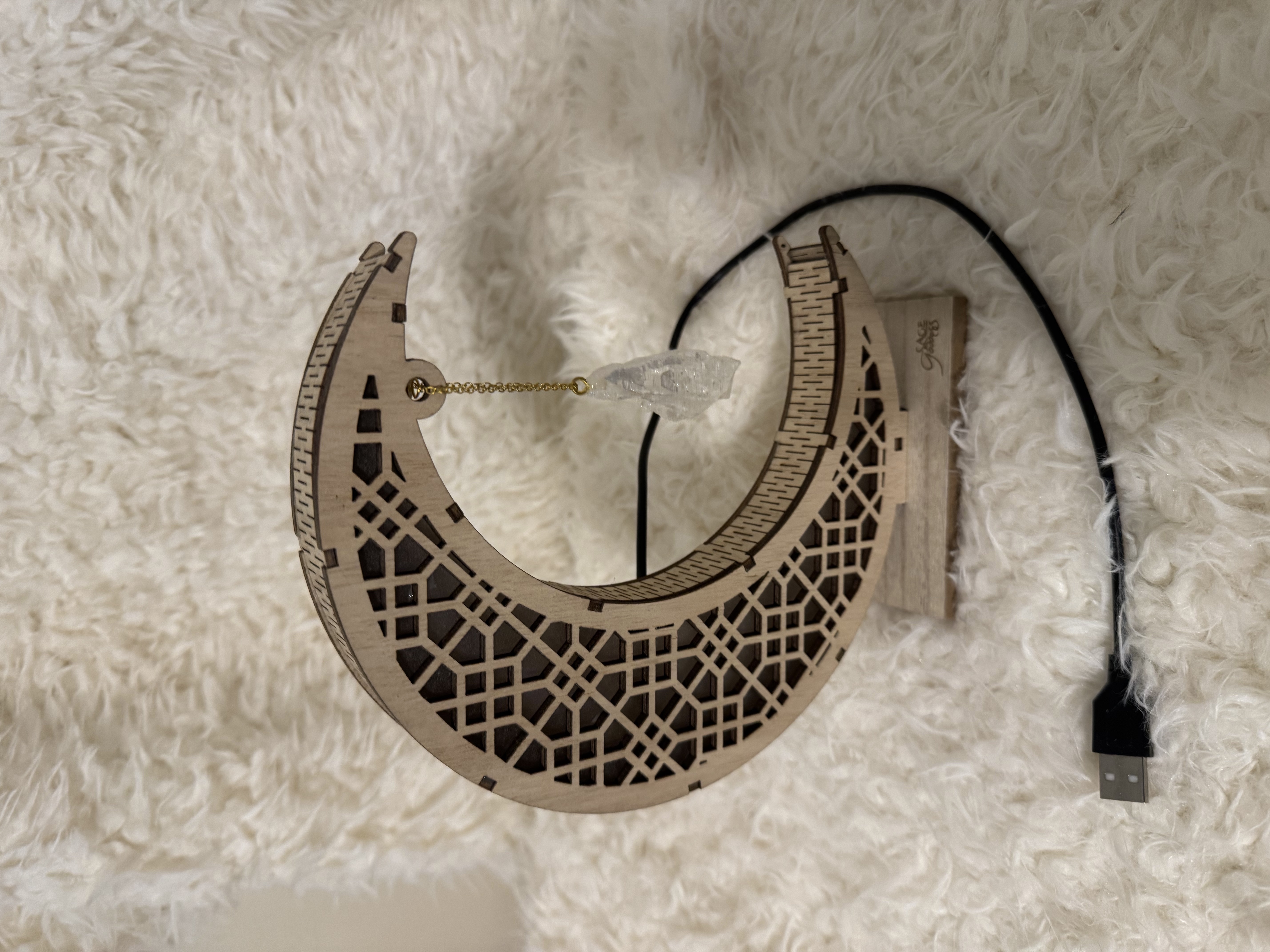 Moon and Aura Quartz Crystal USB light