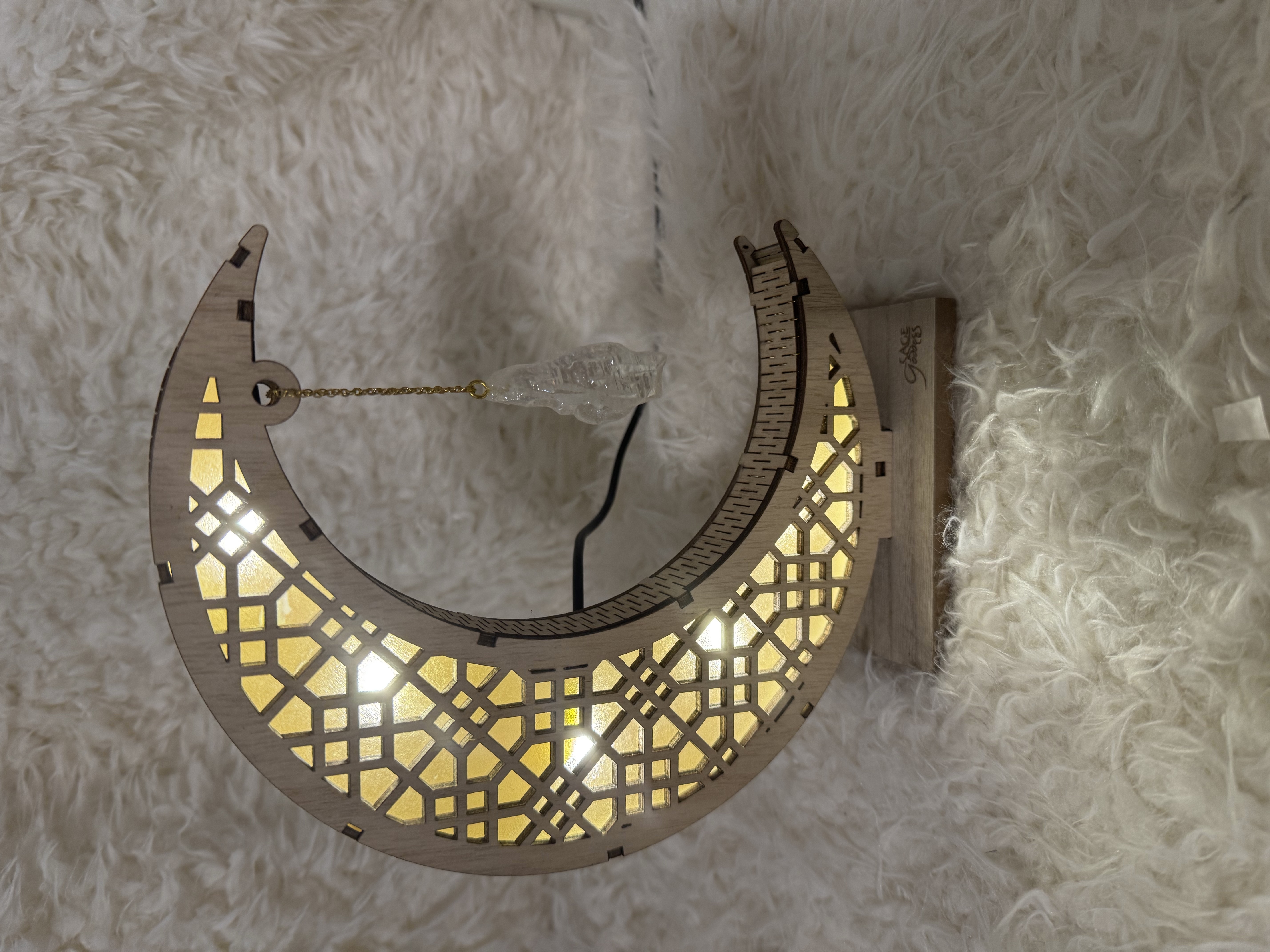 Moon and Aura Quartz Crystal USB light