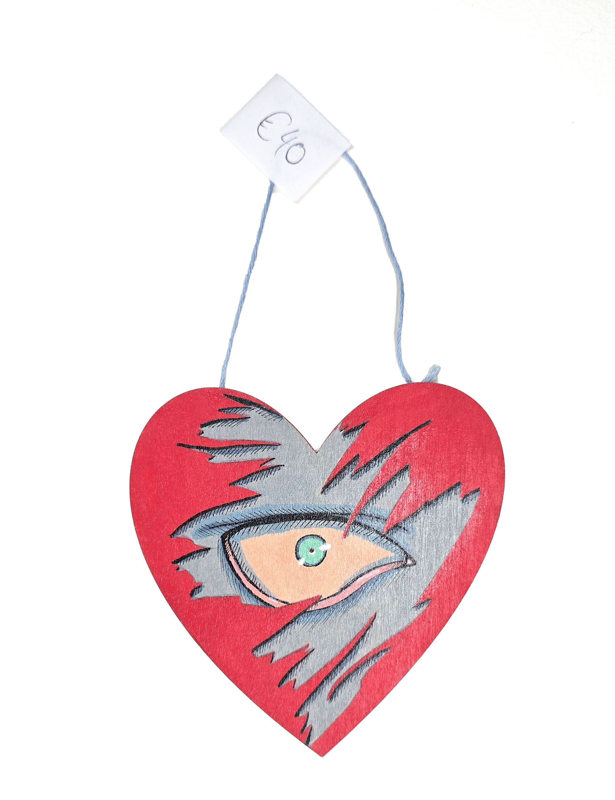 Eye see you, Original art on wood - Wooden, hanging wall art heart