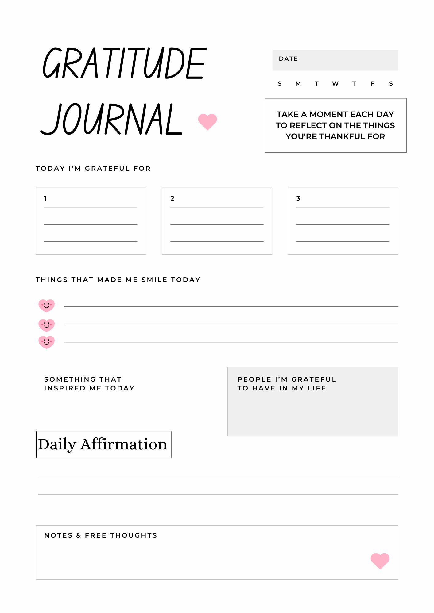 30 Day Gratitude Journal