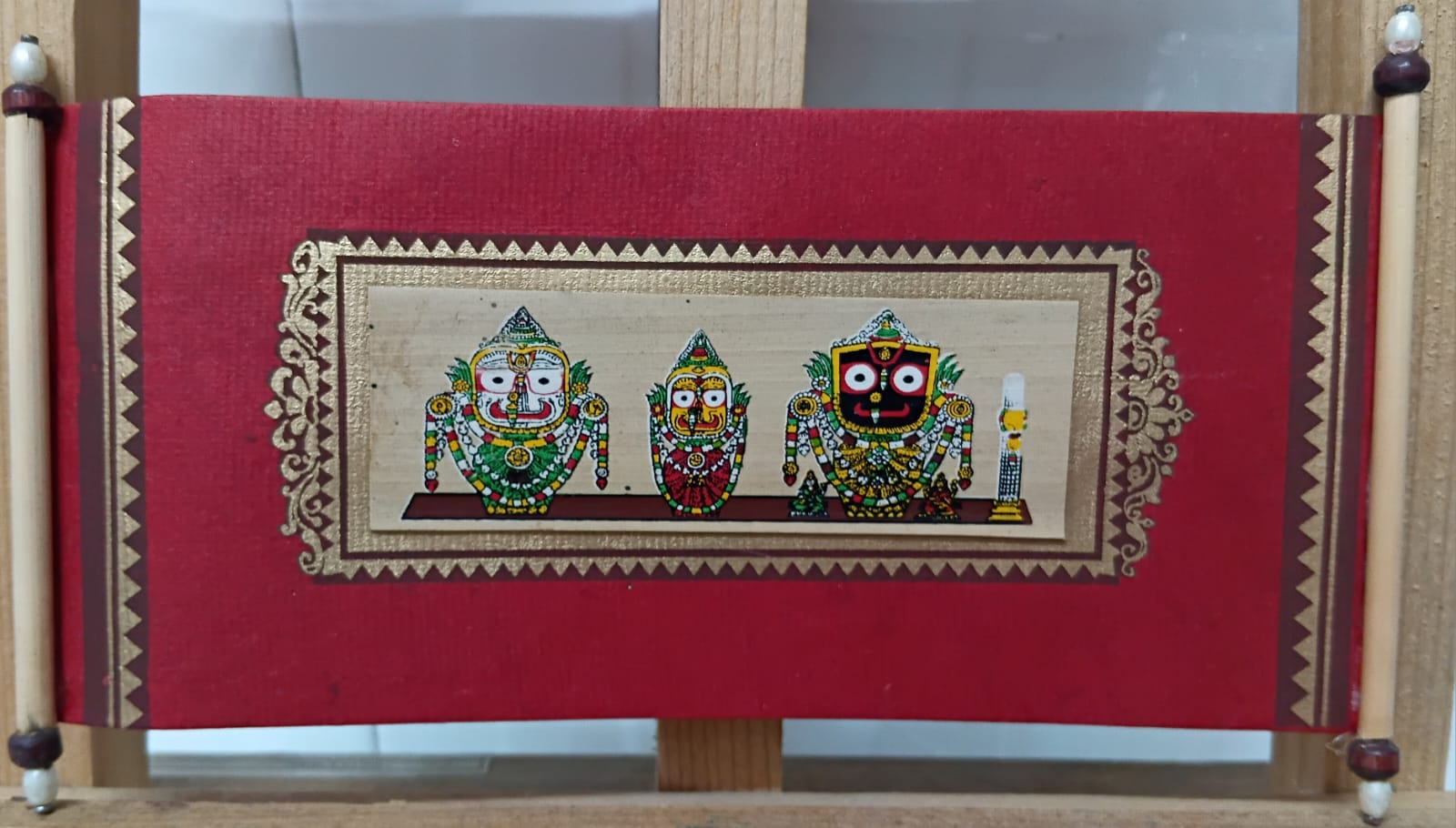 Miniature piece of traditional art on Shagun envelopes featuring lord Ganesha, Radhakrishna, and Lord Badrinath 