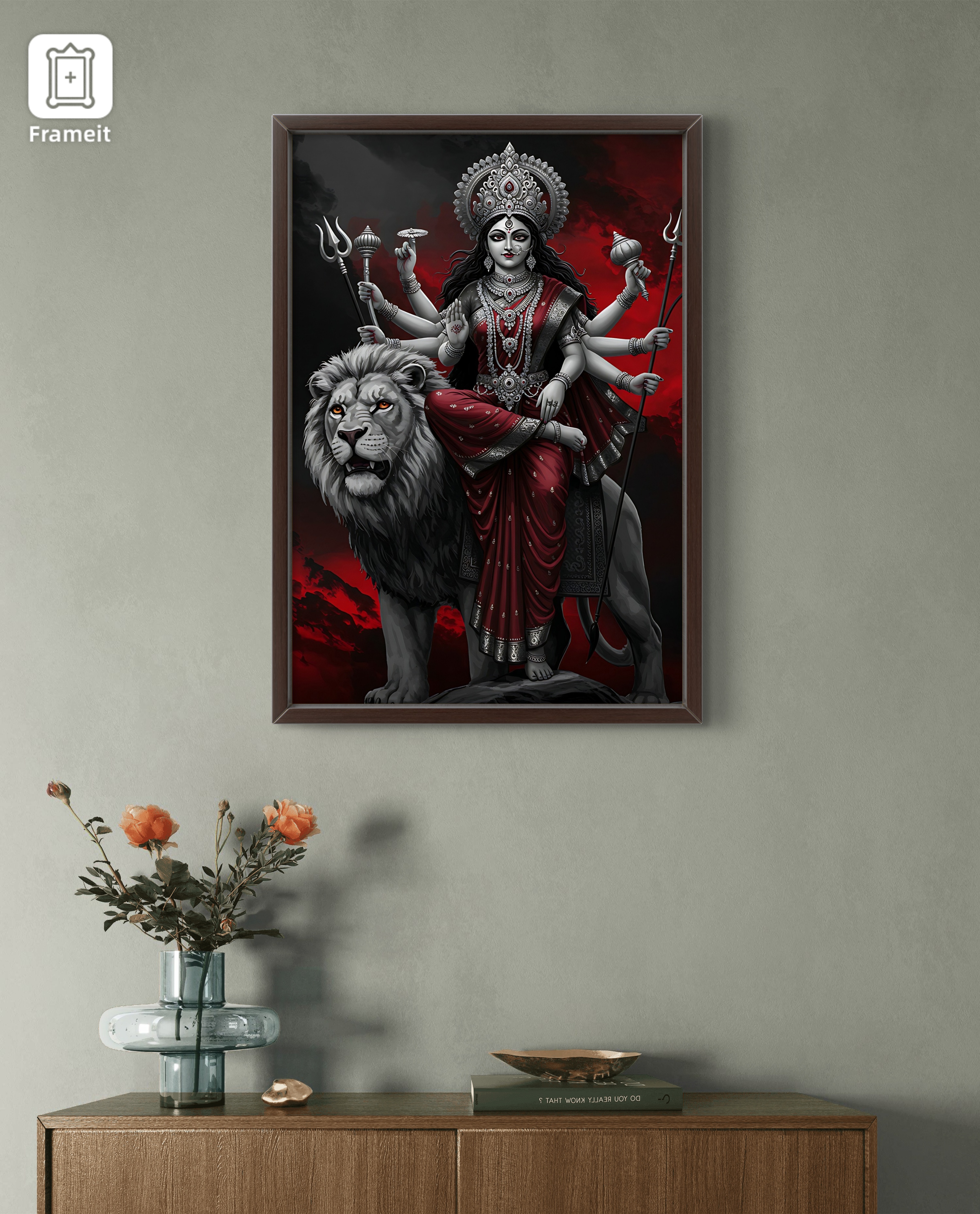 Maa Durga on Lion Divine Art Frame