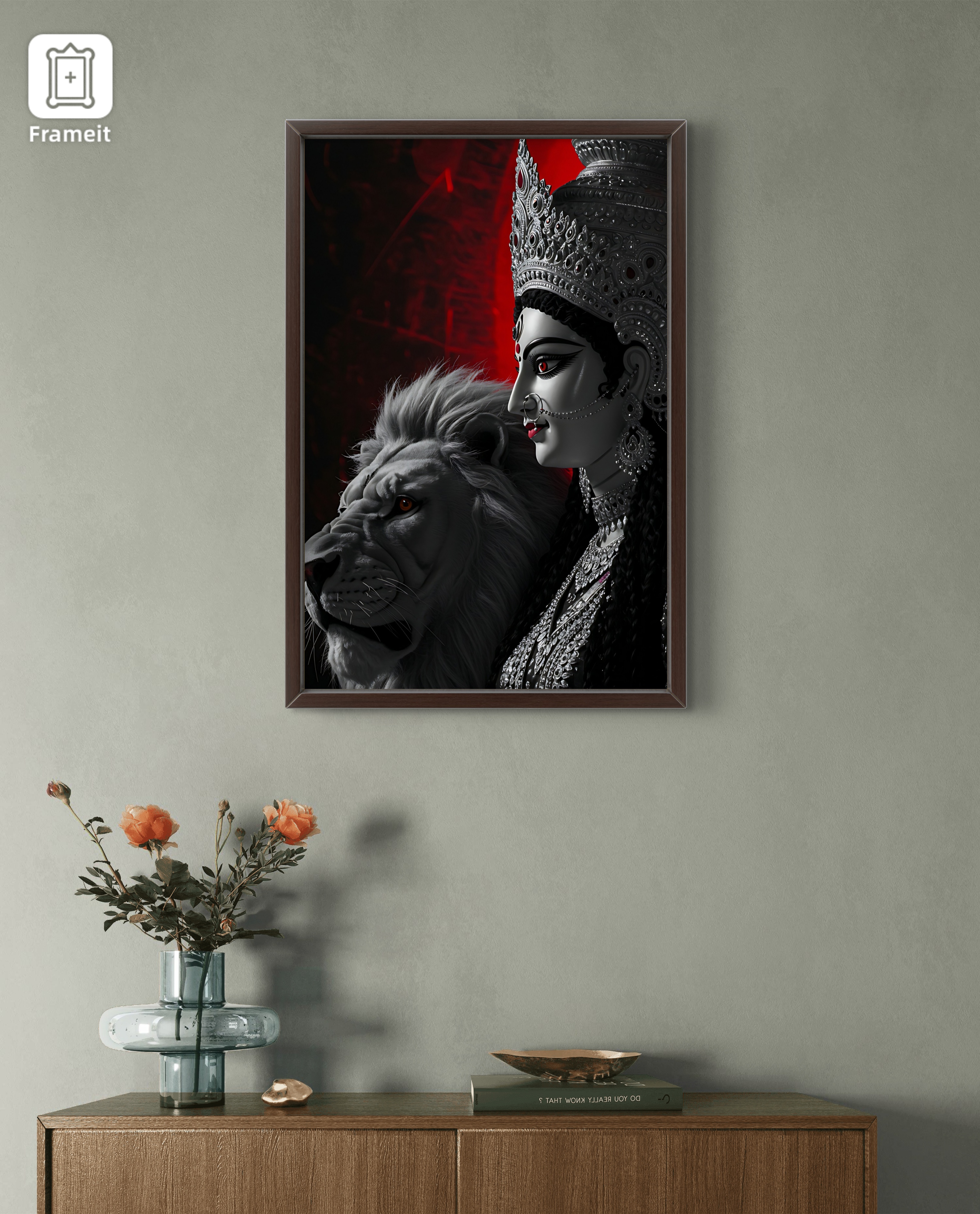 Maa Durga with Lion Divine Art Frame