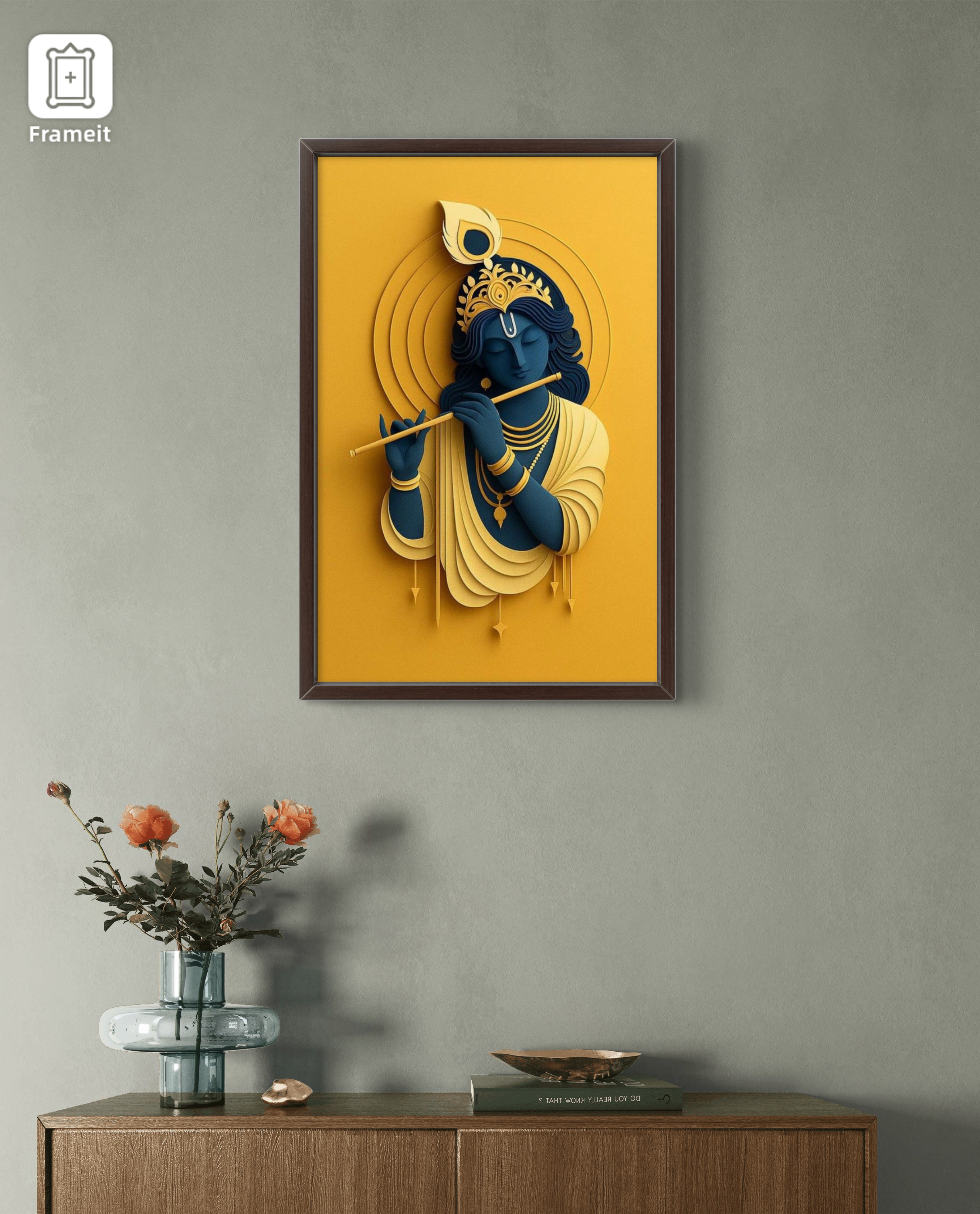 Shri Krishna with Flute Divine Art Frame