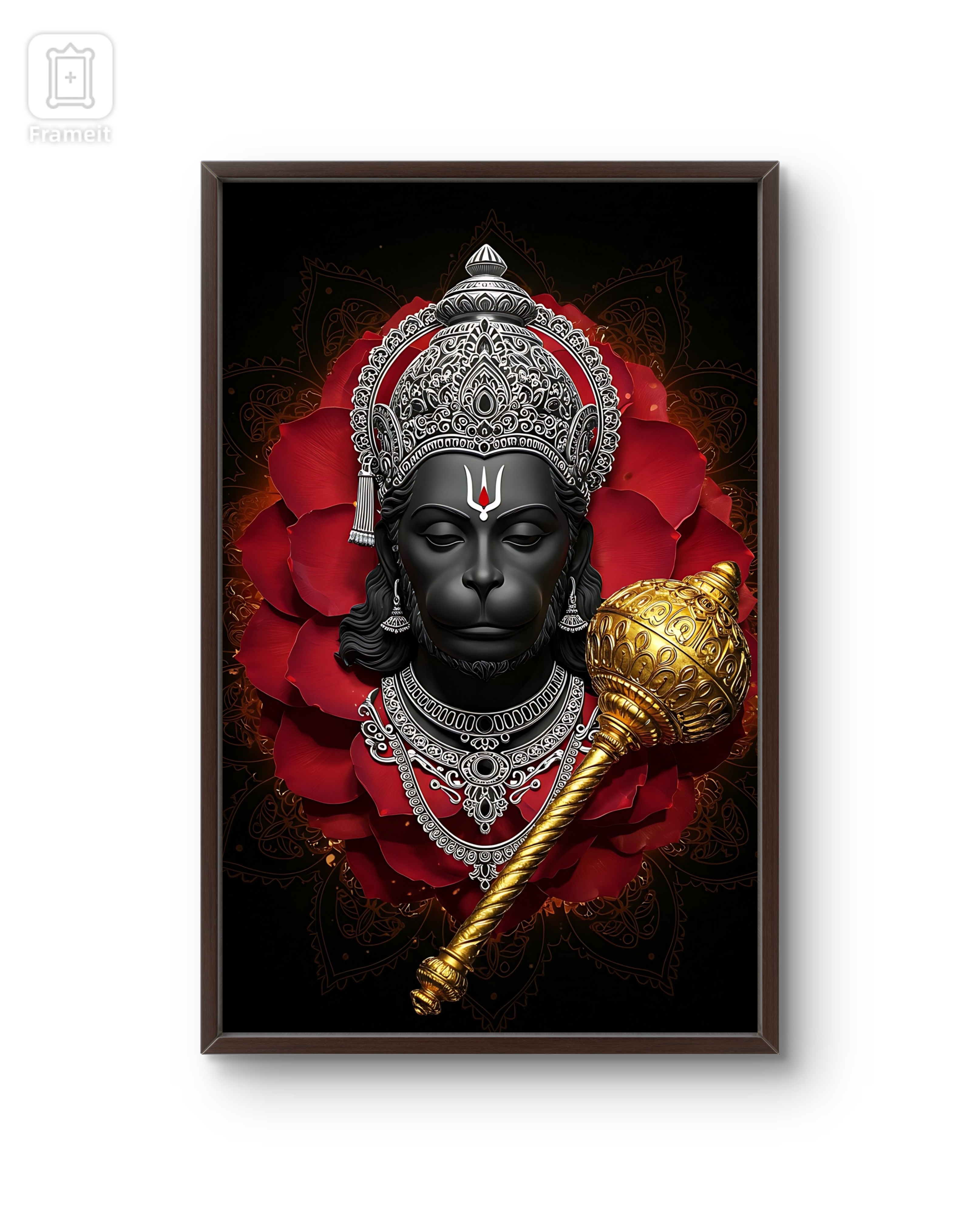 Black Hanumanji with Gada Divine Art Frame