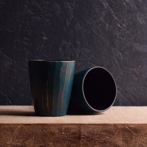 Cherry Fluted Coffee Cups - Providence Blue
