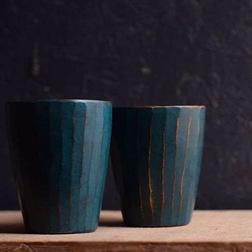 Cherry Fluted Coffee Cups - Providence Blue