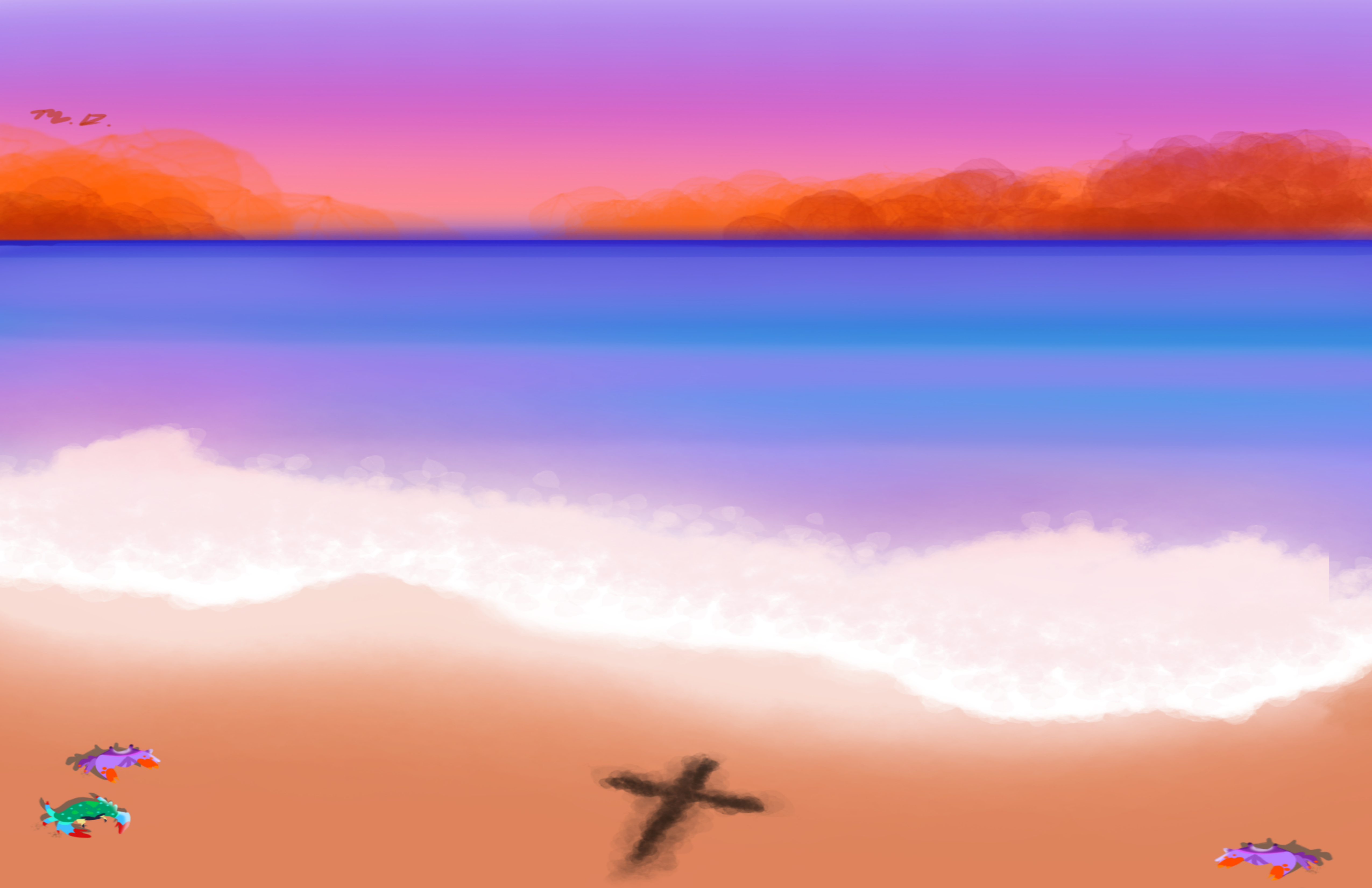 Sunset Beach Digital Painting