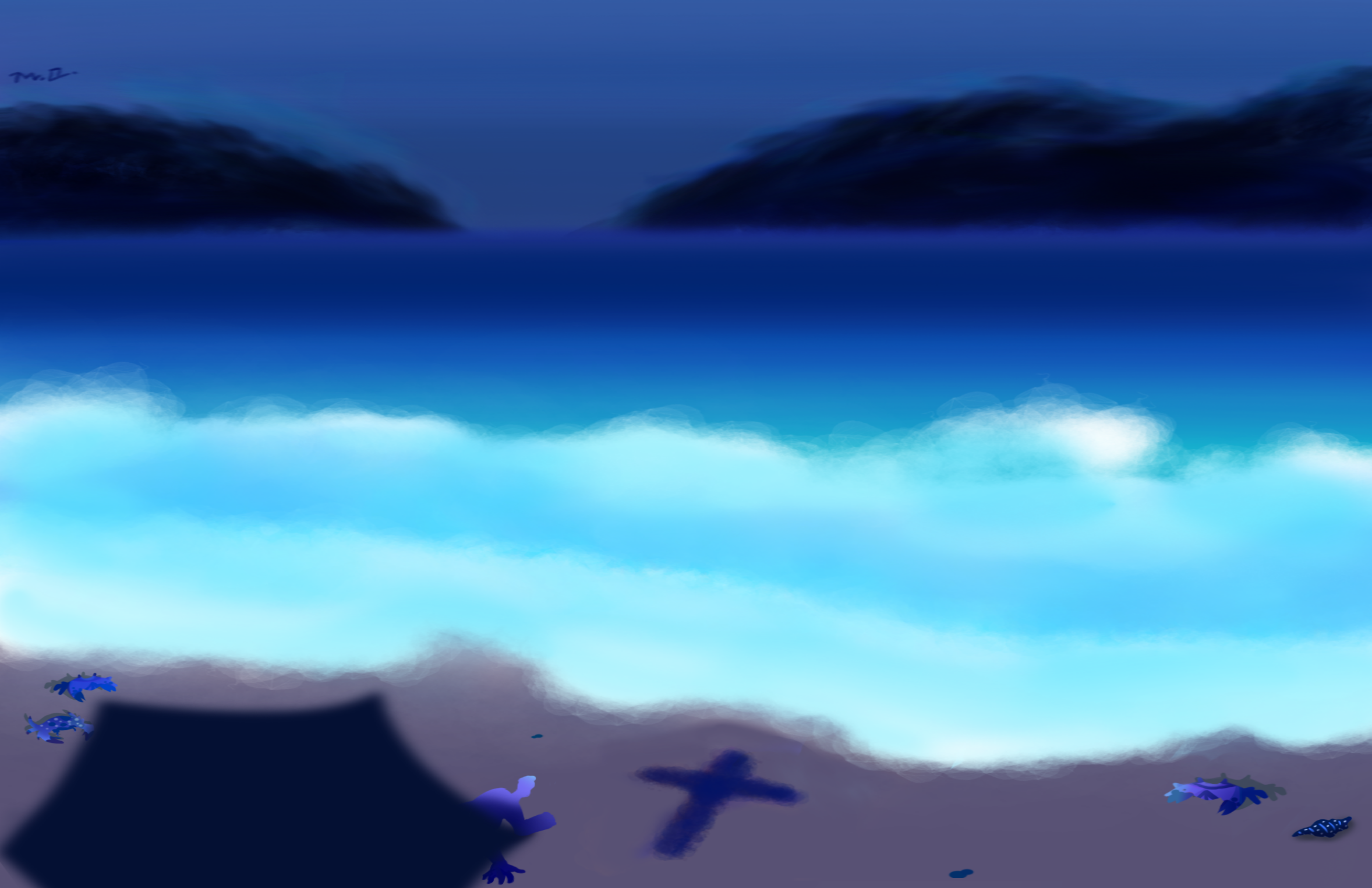Night Beachside Digital Painting
