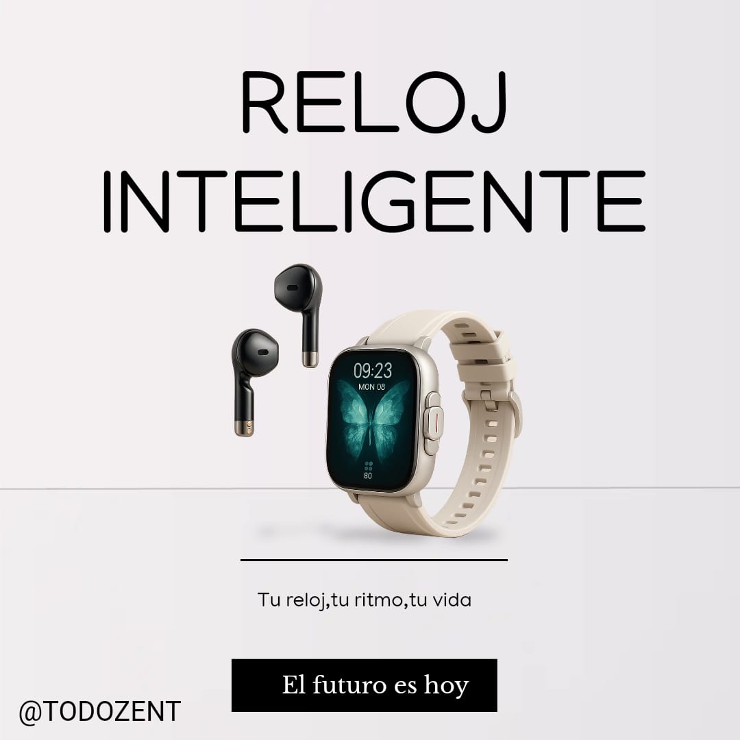 Reloj inteligente con audifonos color blanco