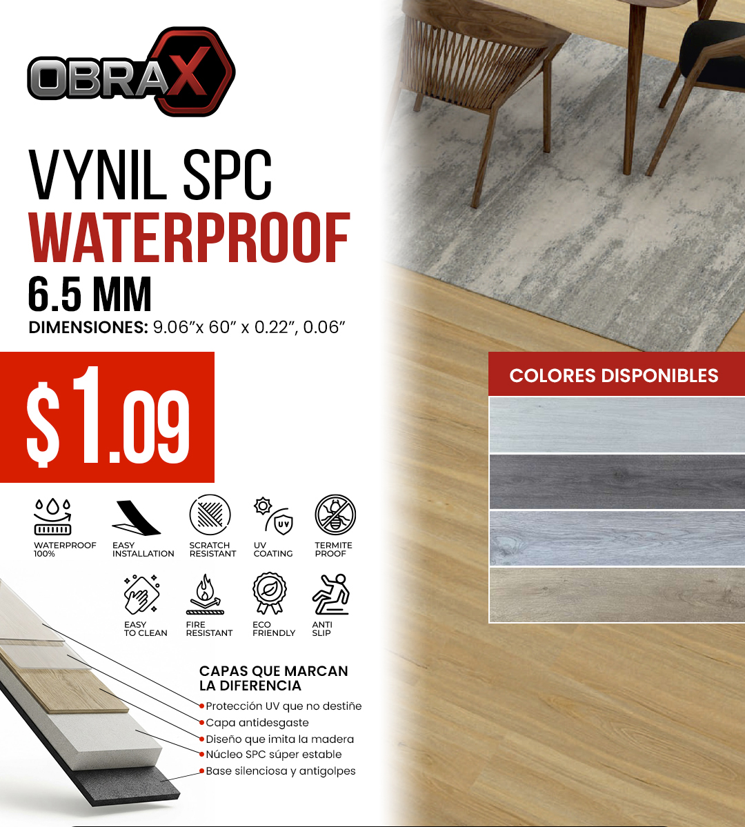 Vynil SPC Waterproof 6.5 MM