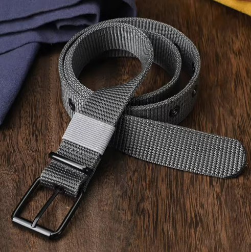Gray Woven Fabric Belt