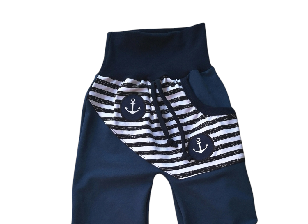 Kinderhose mit Anker-Motiv in den Gr. 50/56 bis 140 aus Jersey 